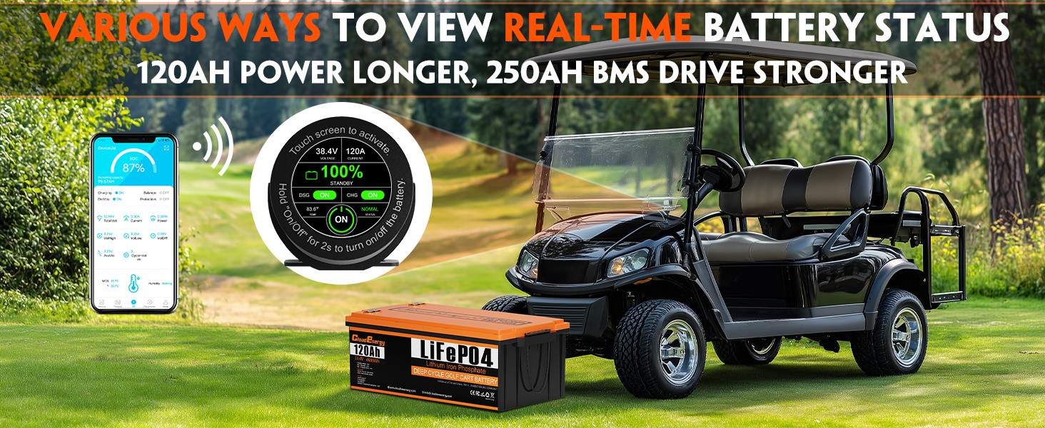 Cloudenergy 48V(51.2V) 105AH LiFePO4 Lithium Golf Cart Battery Built-in 250A BMS