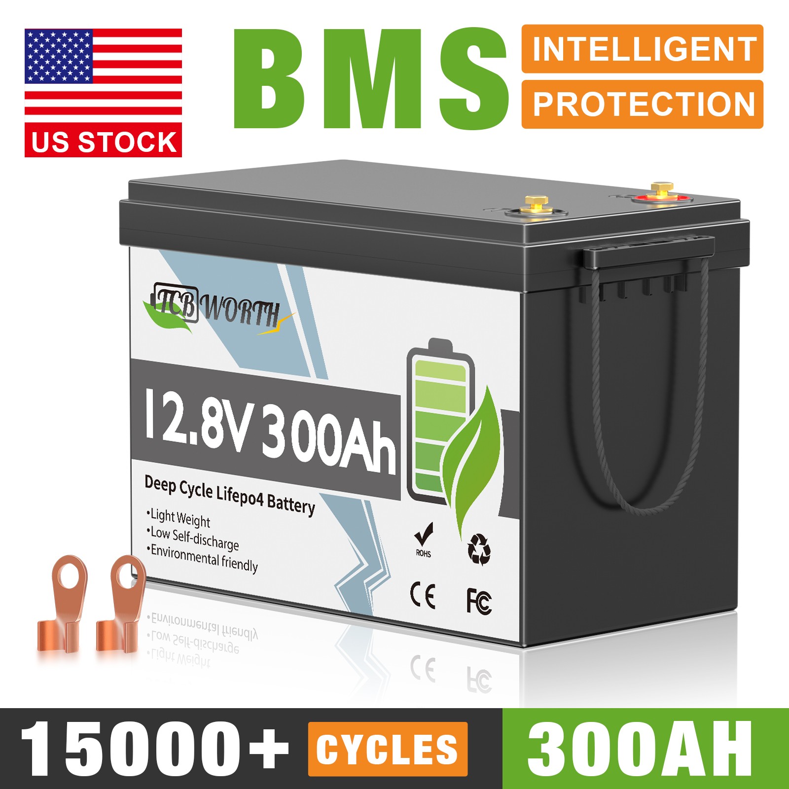12V 300Ah LiFePO4 Lithium Battery 3840Wh Built-in 200A BMS EVE Cell For RV Solar