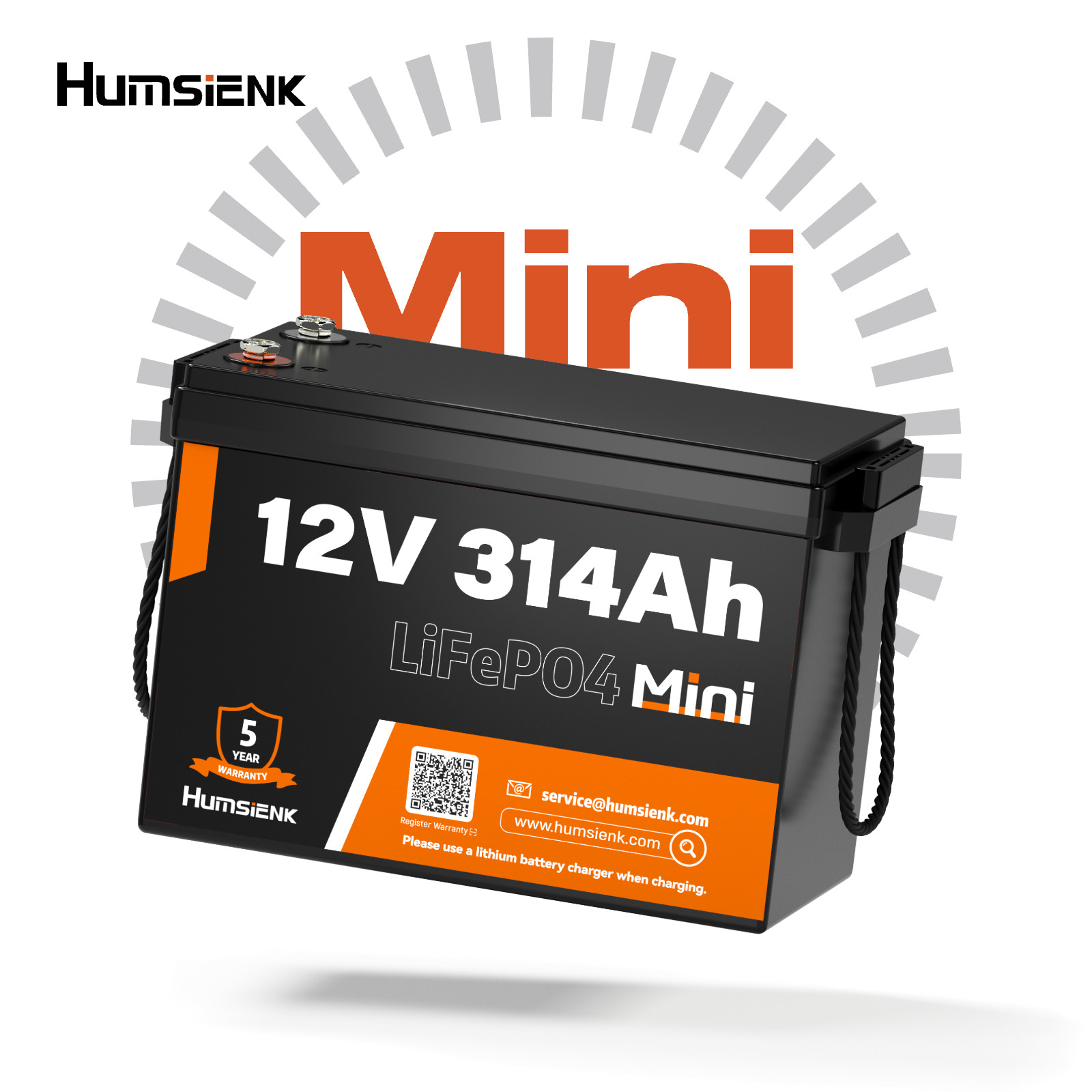 Humsienk 12V 314Ah Mini LiFePO4 Battery 200A BMS RV Solar Panel Off Grid