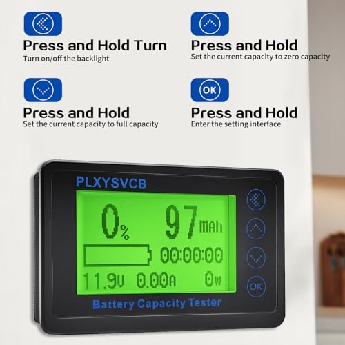 500A Battery Monitor with Shunt, LCD Backlight Screen RV Monitor, High and Low