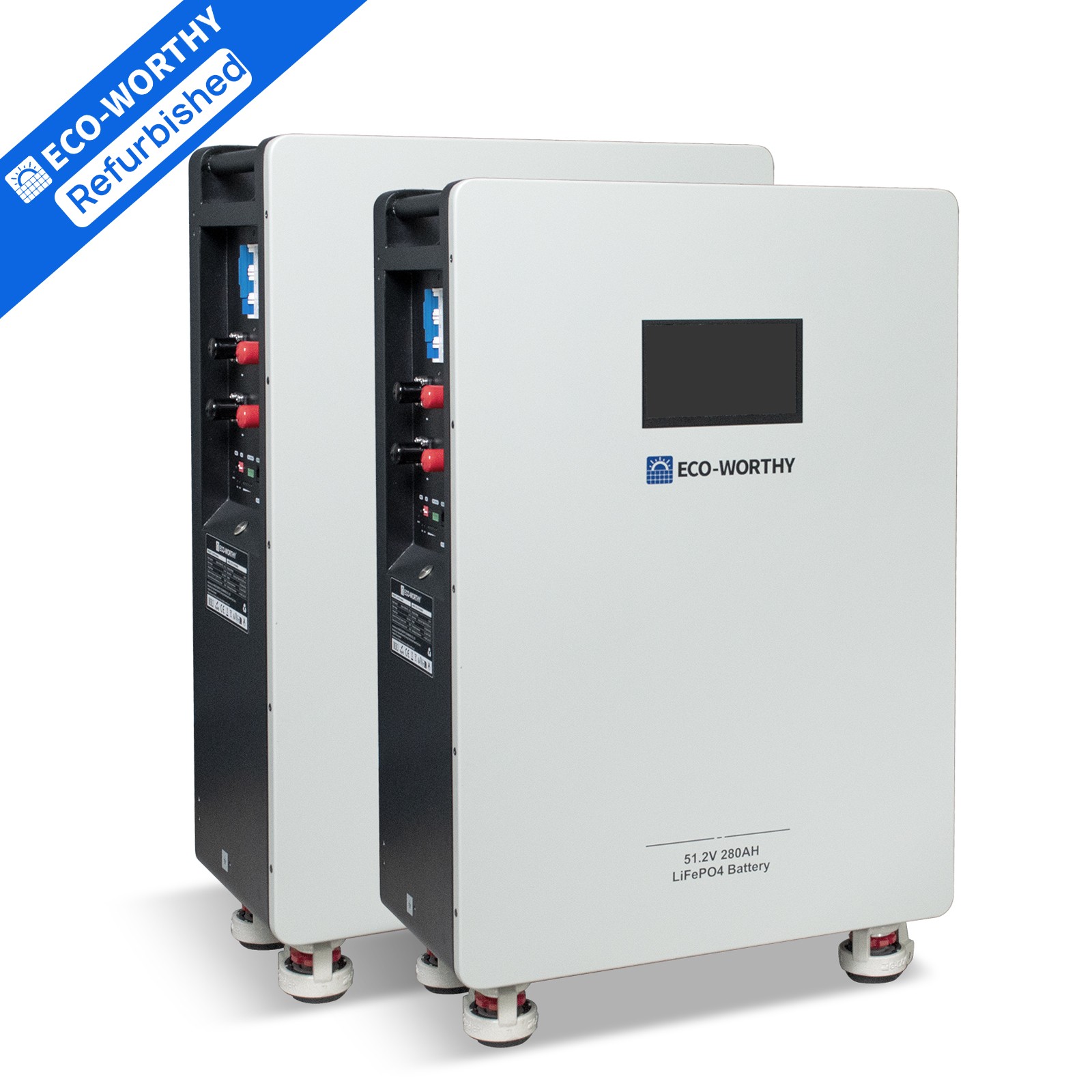 ECO-WORTHY 2Pcs 14kWh 48V 280AH LiFePO4 Battery Vertical Standing Solar Backup