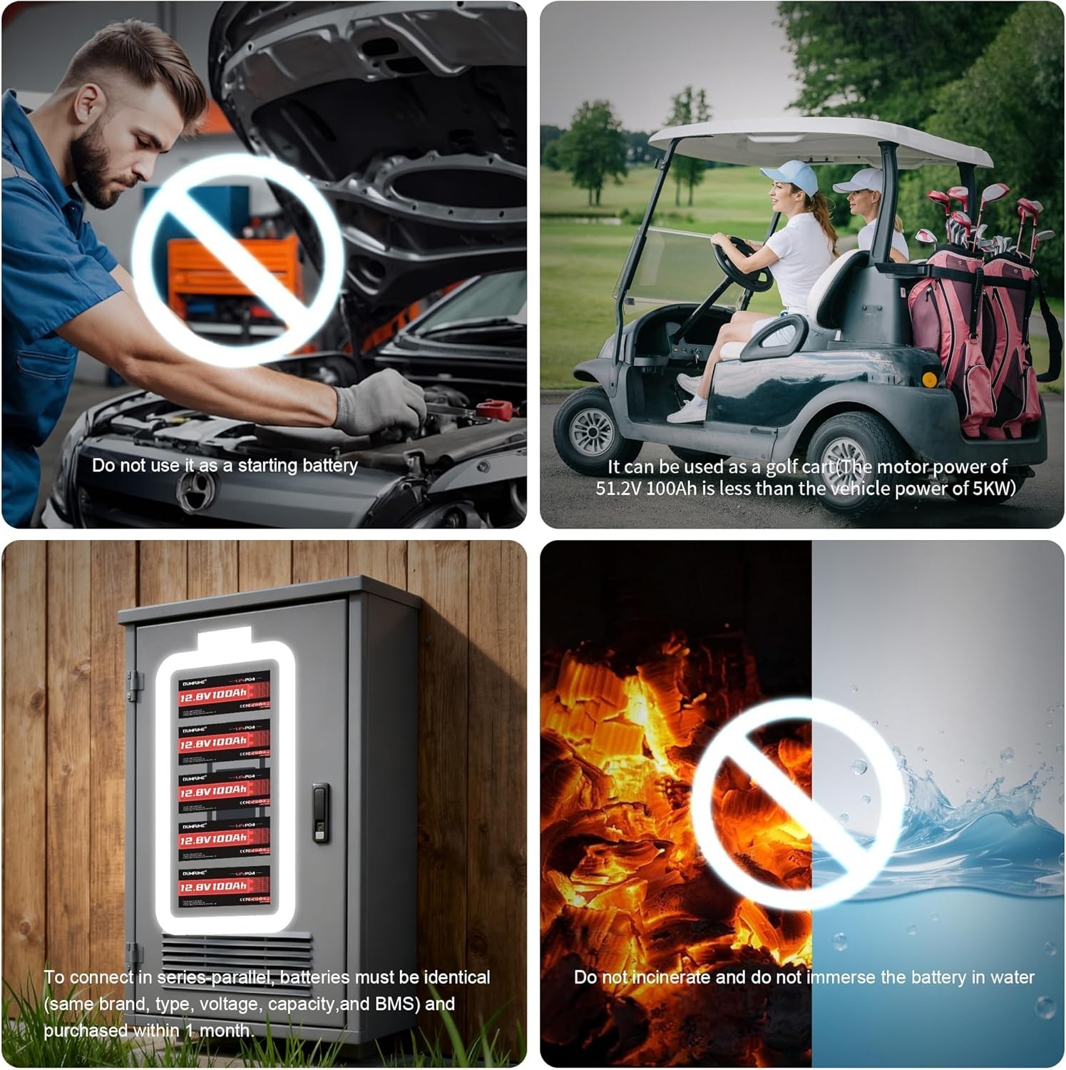 48V 100Ah LiFePO4 Battery with 200A BMS – Ideal for Golf Carts, RVs, and Off-Gri