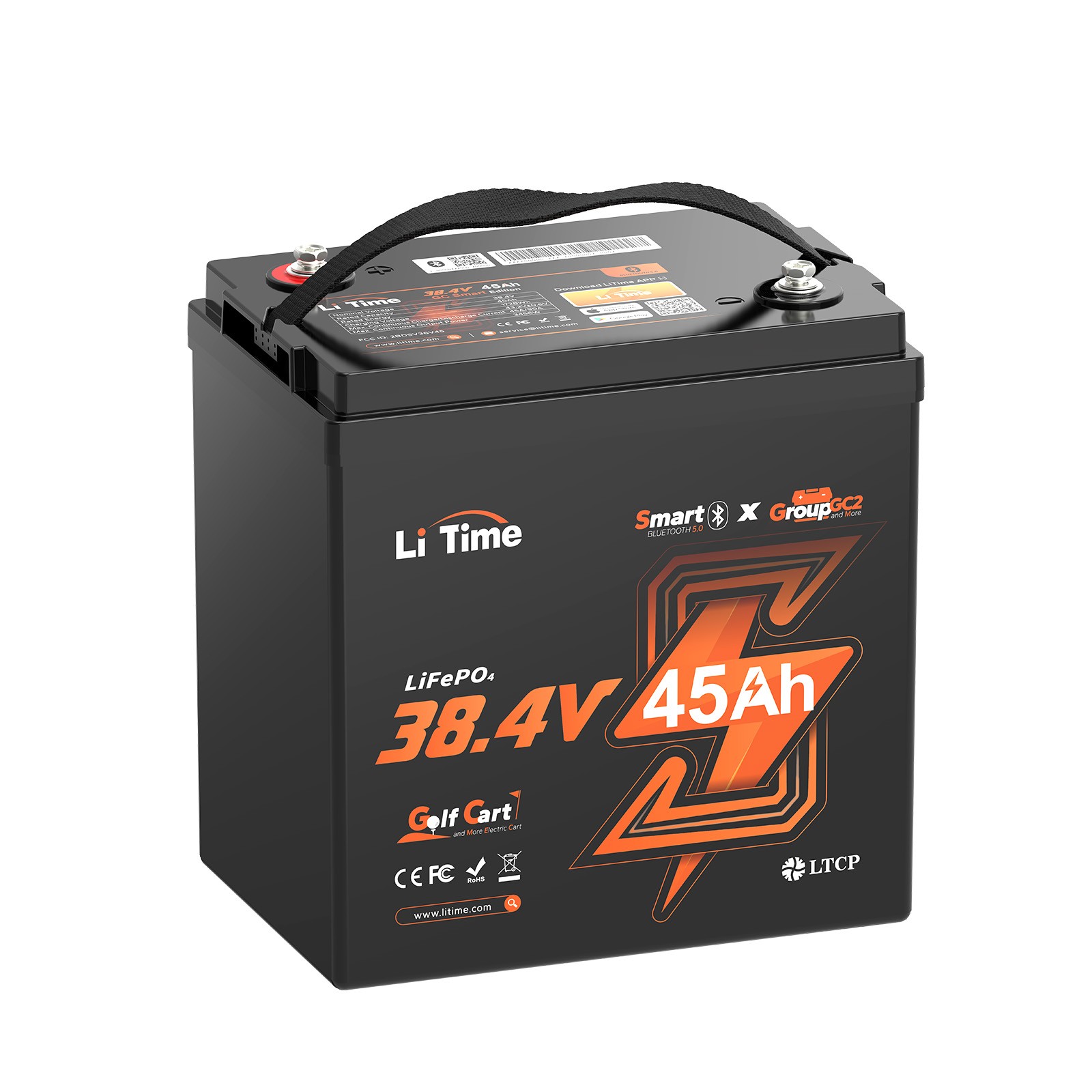 LiTime 36V 45Ah TM Bluetooth LiFePO4 Lithium Battery 90A BMS For Trolling Motor