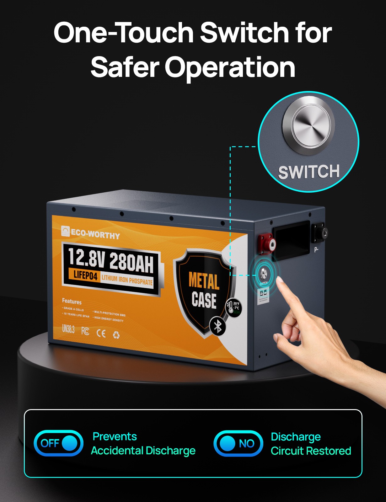 ECO-WORTHY 12V 280Ah 3584Wh 300Ah Bluetooth LiFePO4 Lithium Battery For RV Home