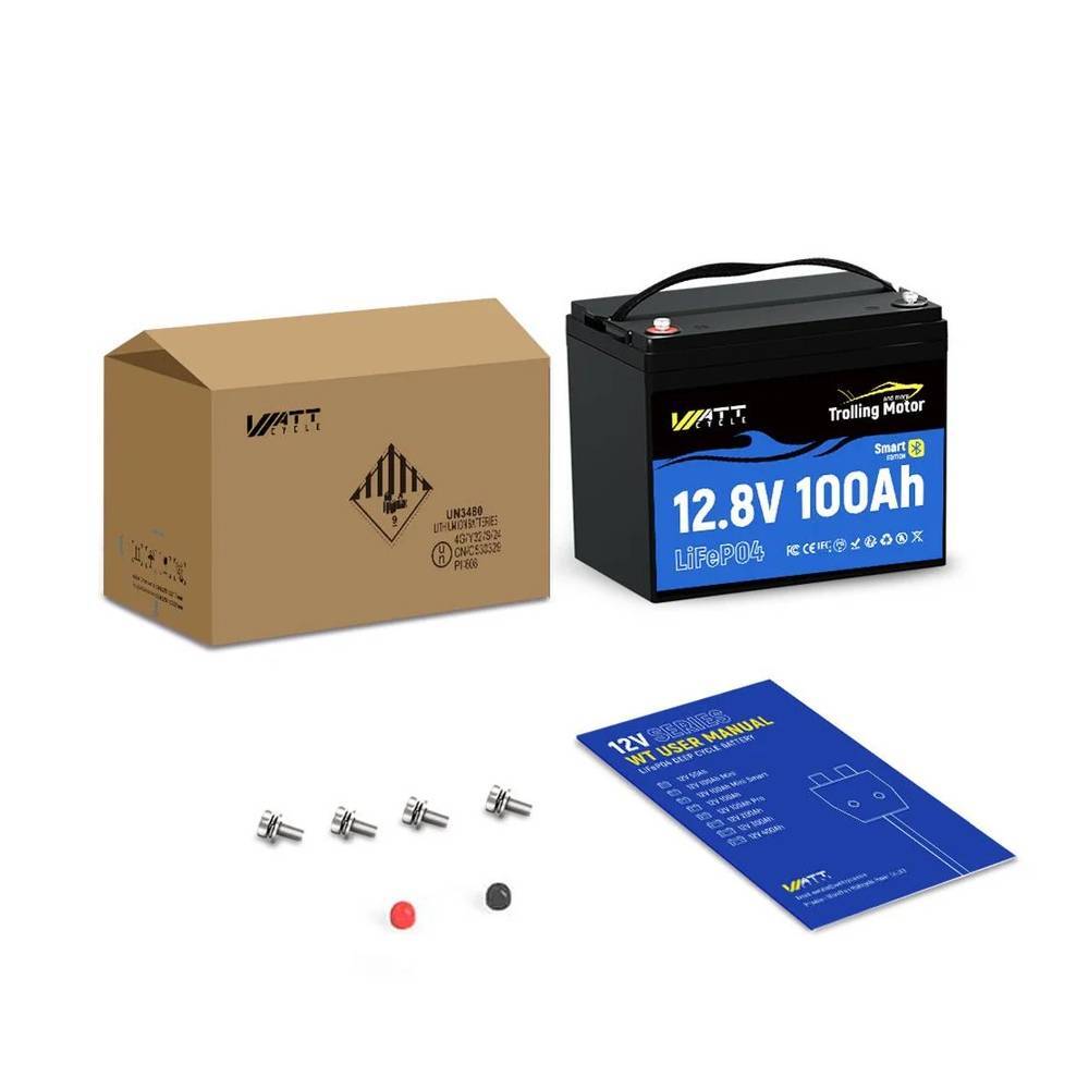 ‎Wattcycle 12V 100Ah 100A BMS Lithium Battery for RV Trolling Motor Boat Solar