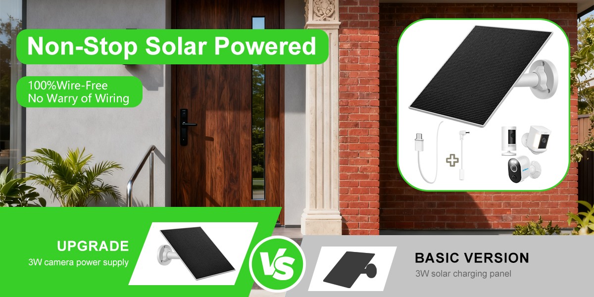 3W Solar Panel For Ring Cameras Weather Resistant Easy-Install