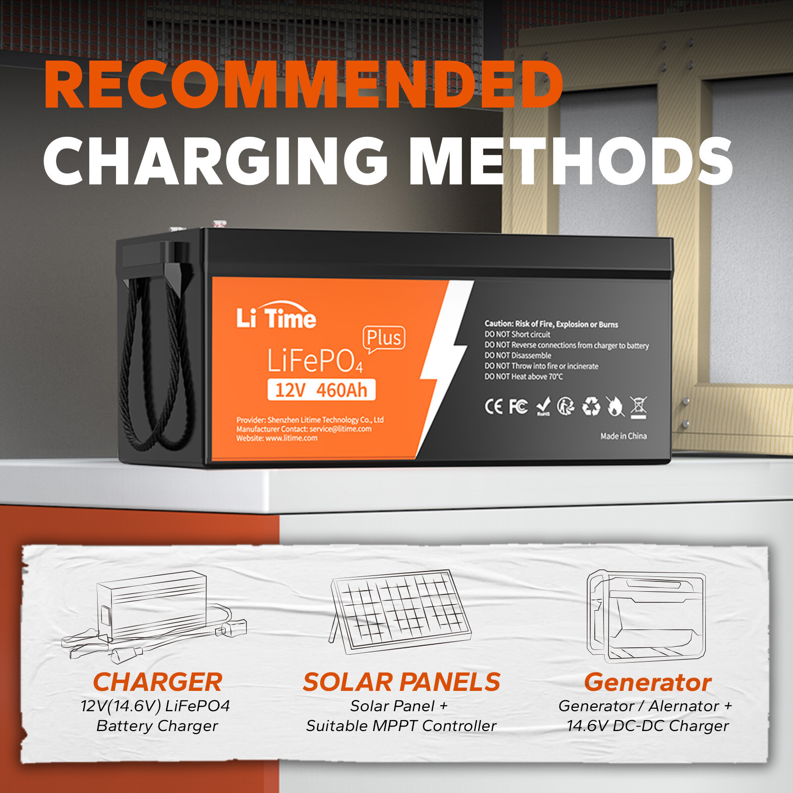 Refurbished LiTime 12V 460Ah LiFePO4 Lithium Battery 250A BMS for Solar Off grid