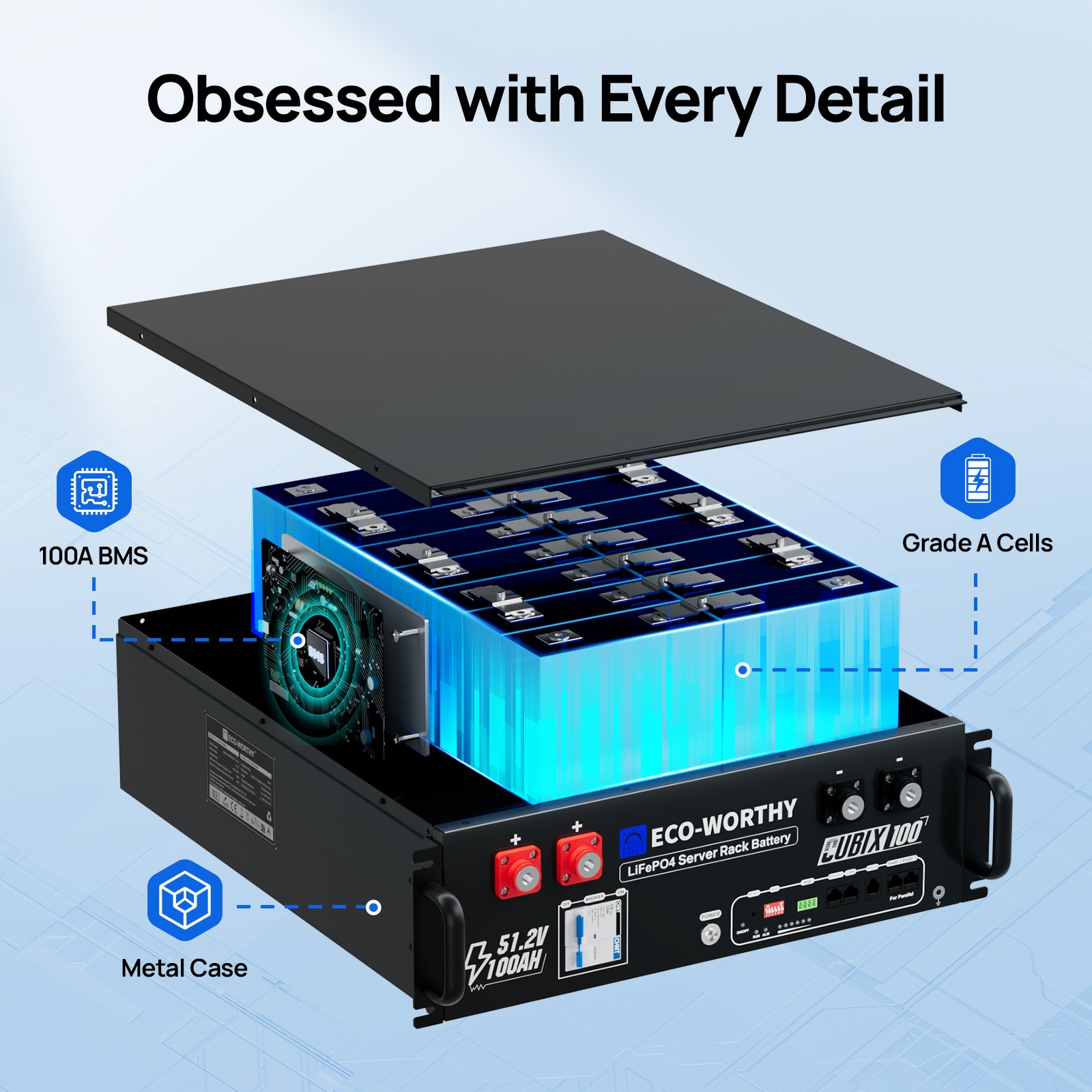 ECO-WORTHY 30.72kWh 6Pack 48V 100AH LiFePO4 Battery UL1973& UL9540A& CEC Listed