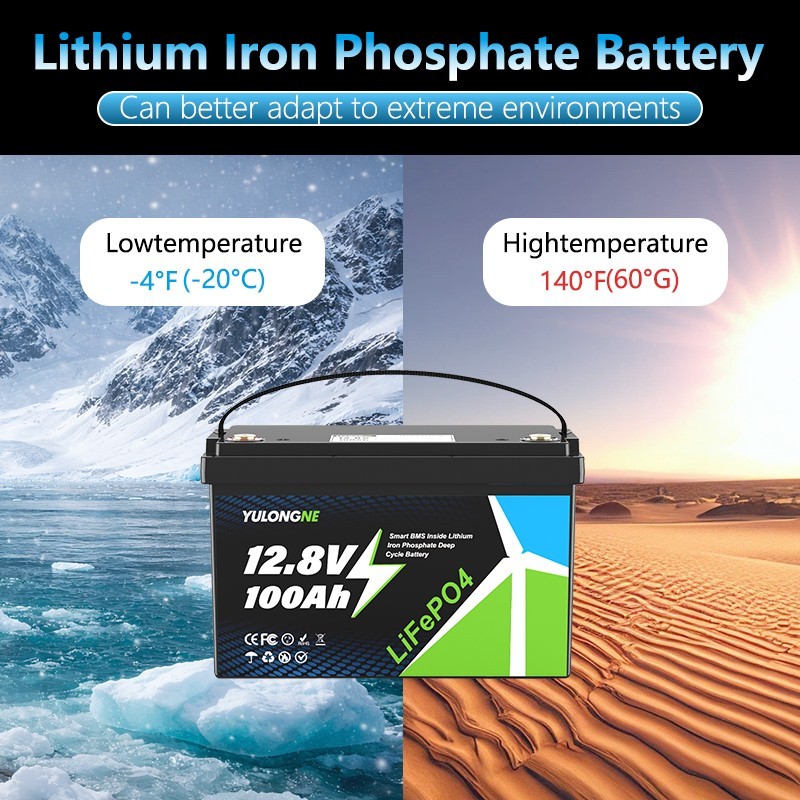 YULONGNE 12V 100 Smart Low Temp LFP Lithium Battery For RV Off grid Solar Marine