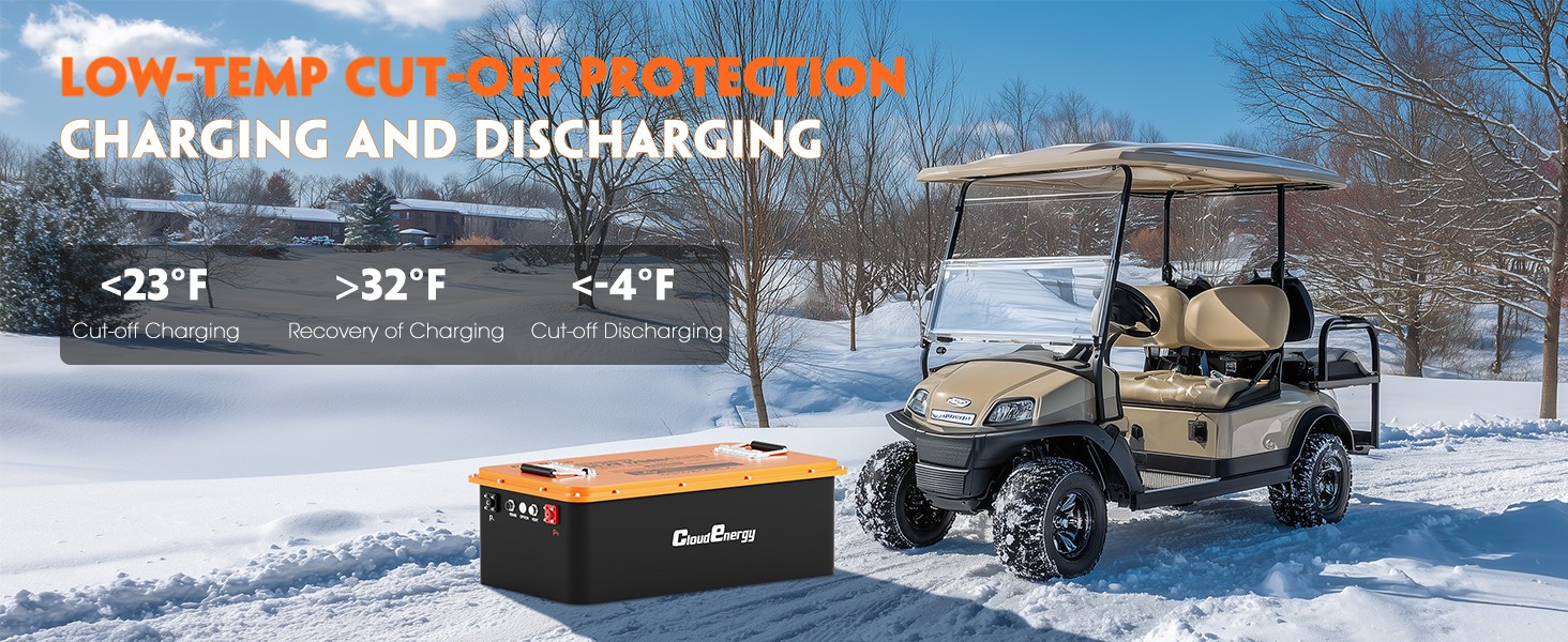 Cloudenergy 48V(51.2V) 120AH LiFePO4 Lithium Golf Cart Battery Built-in 250A BMS