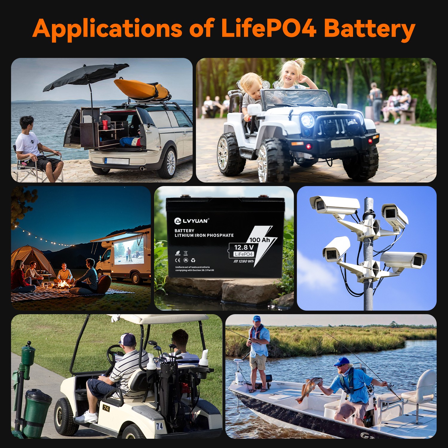 12.8V LiFePO4 Lithium Battery 100AH 1280WH 4000+ Deep Cycle For RV/Marine/Solar
