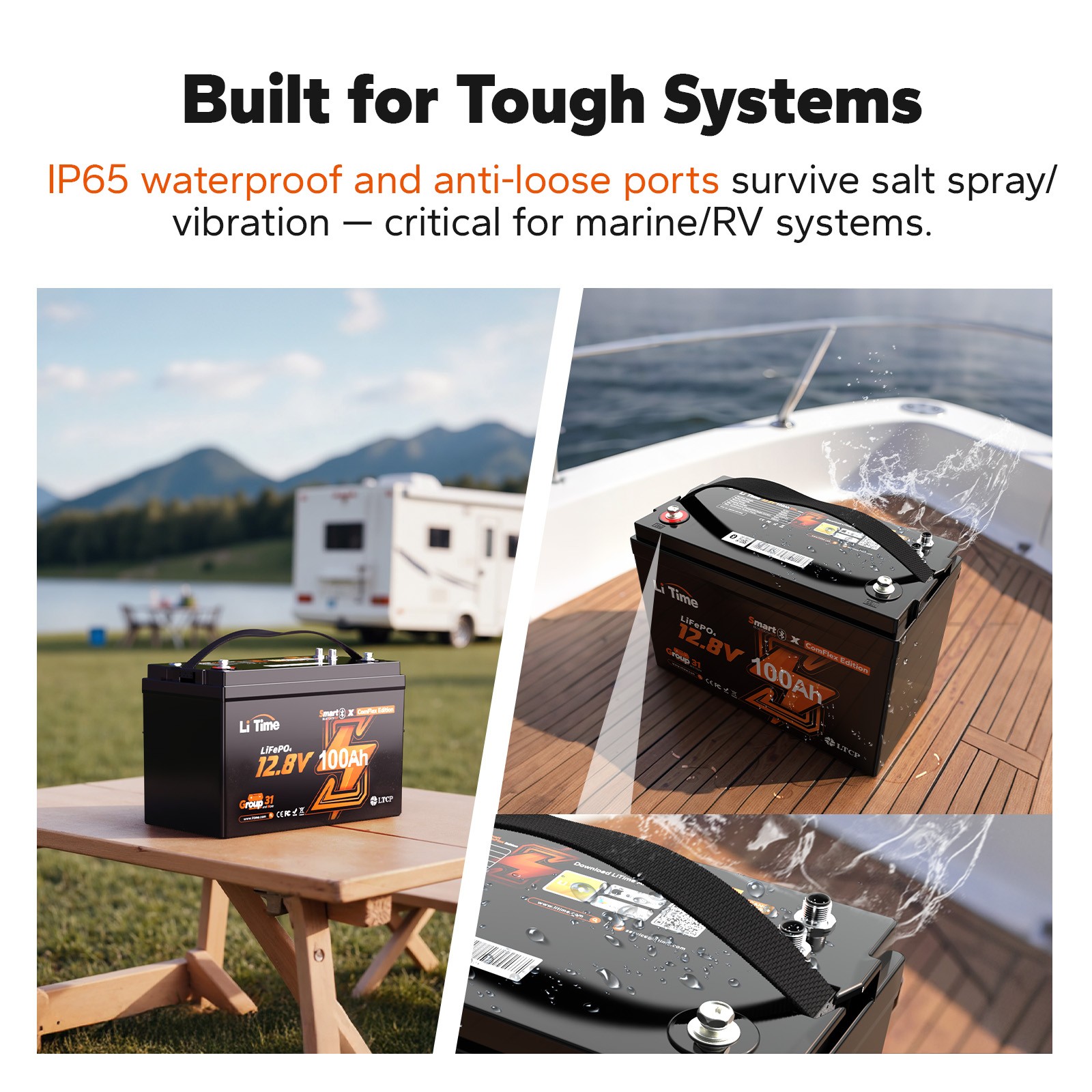 Refurbished LiTime 12V 100Ah Smart Com LiFePO4 Battery Support Victron System