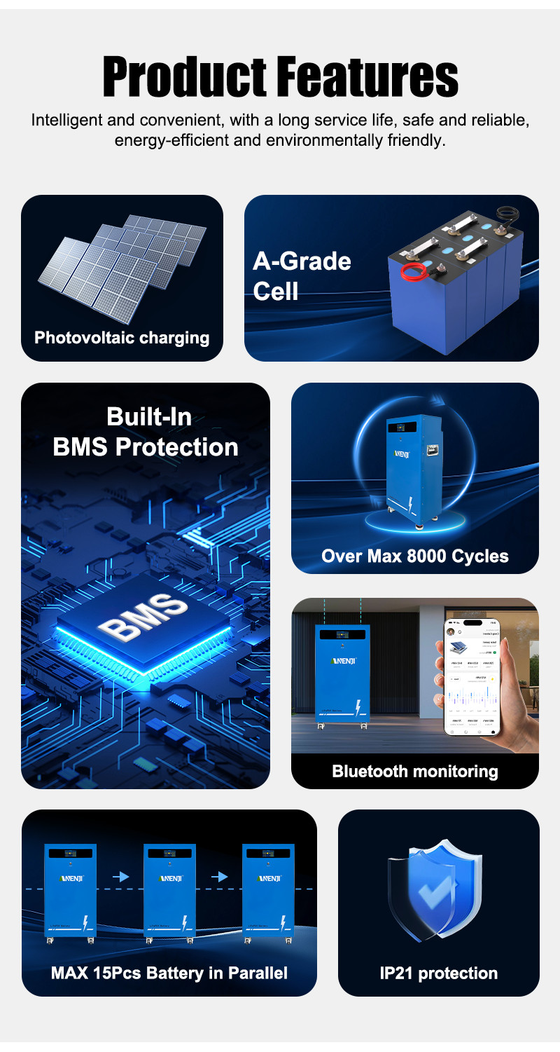 16KWh 314Ah 48V LiFePO4 Li-ion Battery 51.2V BMS for Solar Energy Storage System
