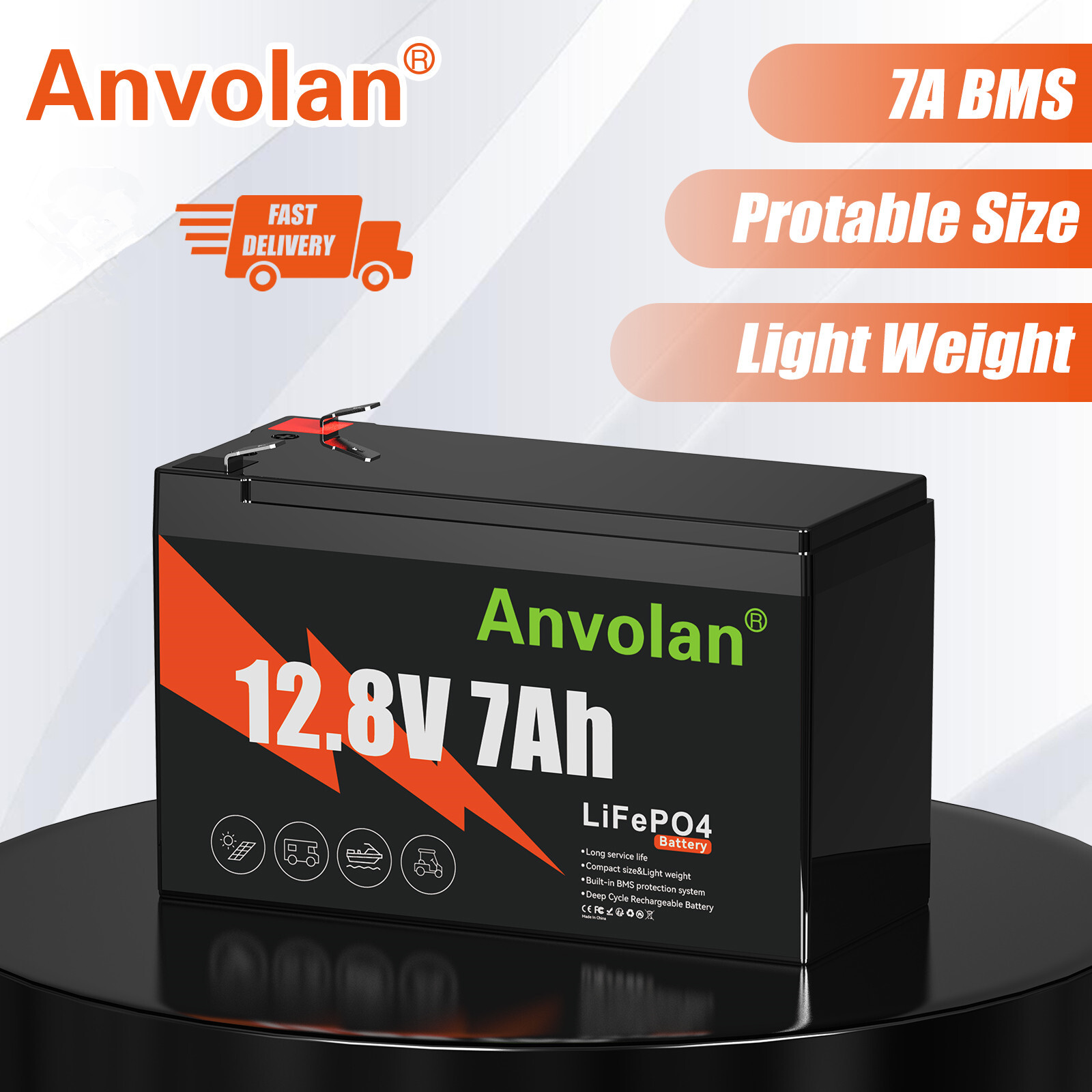 12V 7Ah LiFePO4 Lithium Iron Phosphate Deep Cycle Rechargeable Battery