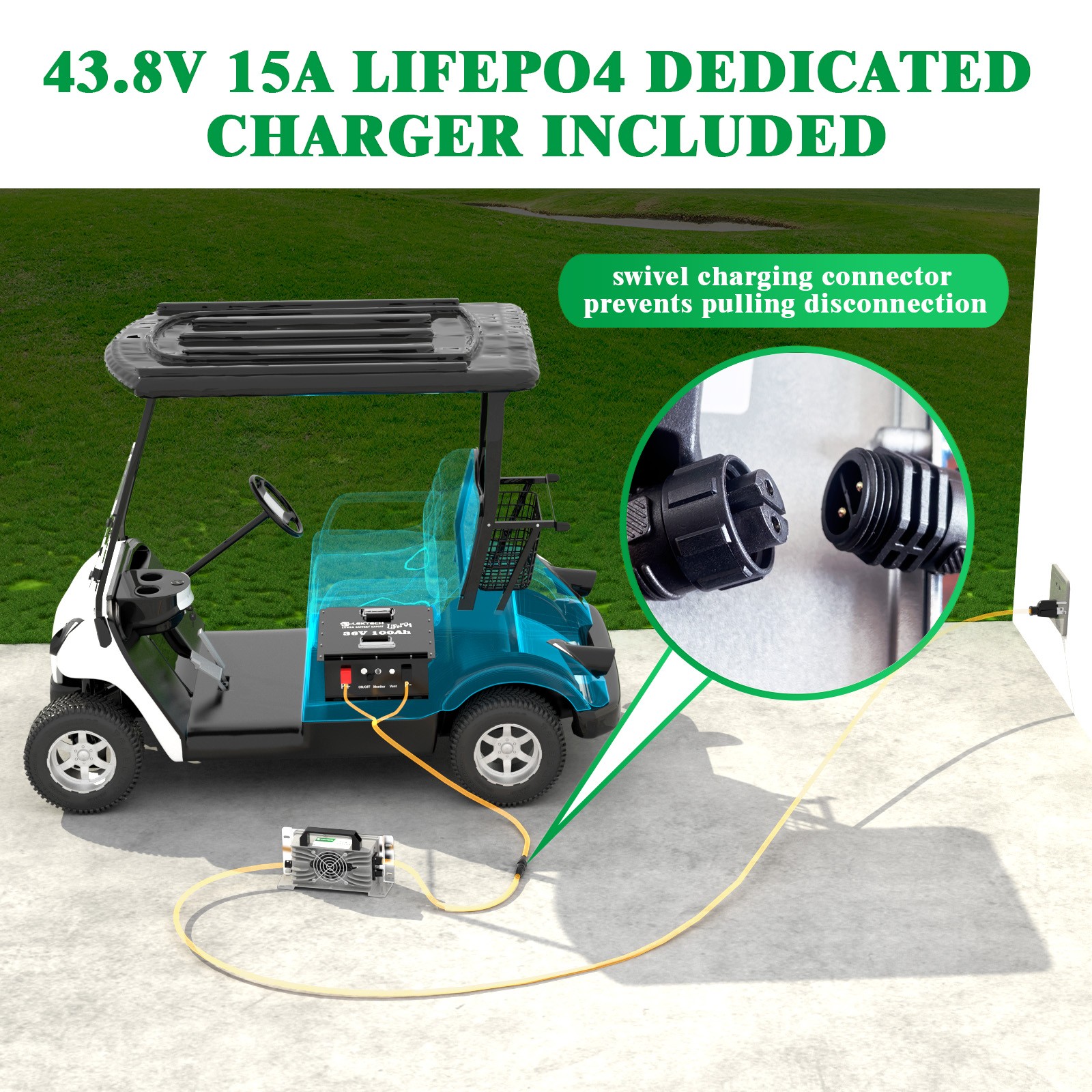 36V 100Ah Lifepo4 Lithium Battery Metal Case 200A BMS for Off-grid RVs Golf Cart
