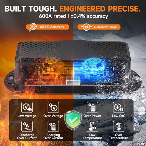 Bluetooth Battery Monitor with 600A Smart Shunt BT630, Track