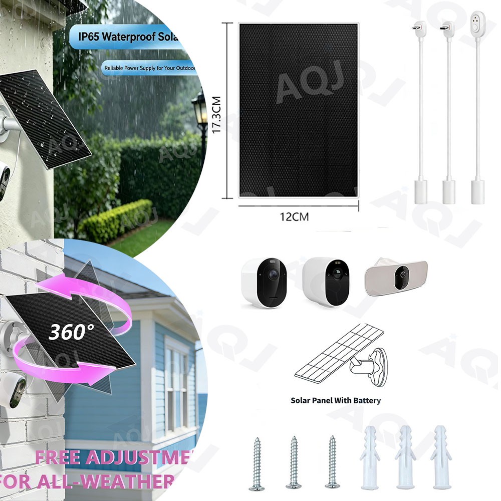 Solar Panel Charge for Arlo Essential Spotlight Camera Doorbell mico USB&Type-C