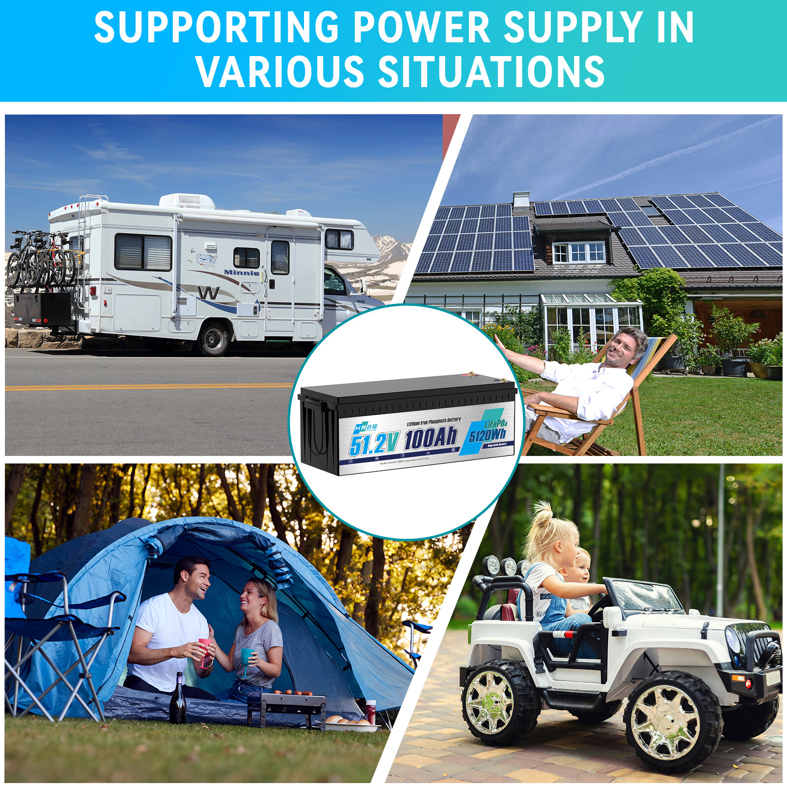 48V 100Ah LiFePO4 Lithium Golf Cart Battery 200A BMS Deep Cycle with US Charge