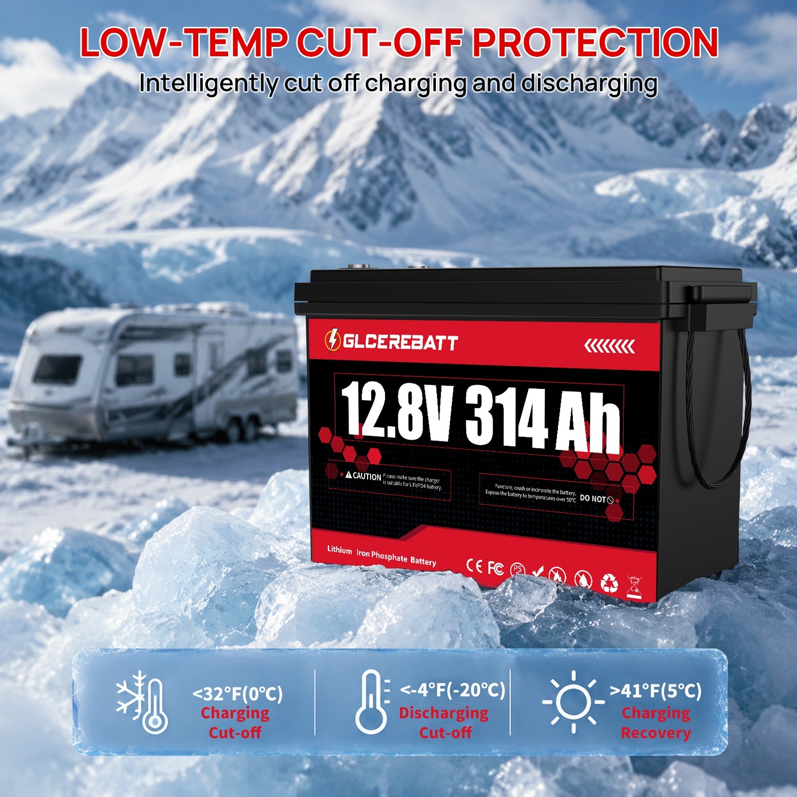 12V 314Ah 300Ah Lithium LiFePO4 Battery Bluetooth 200A BMS Fo RV Solar Off-Grid