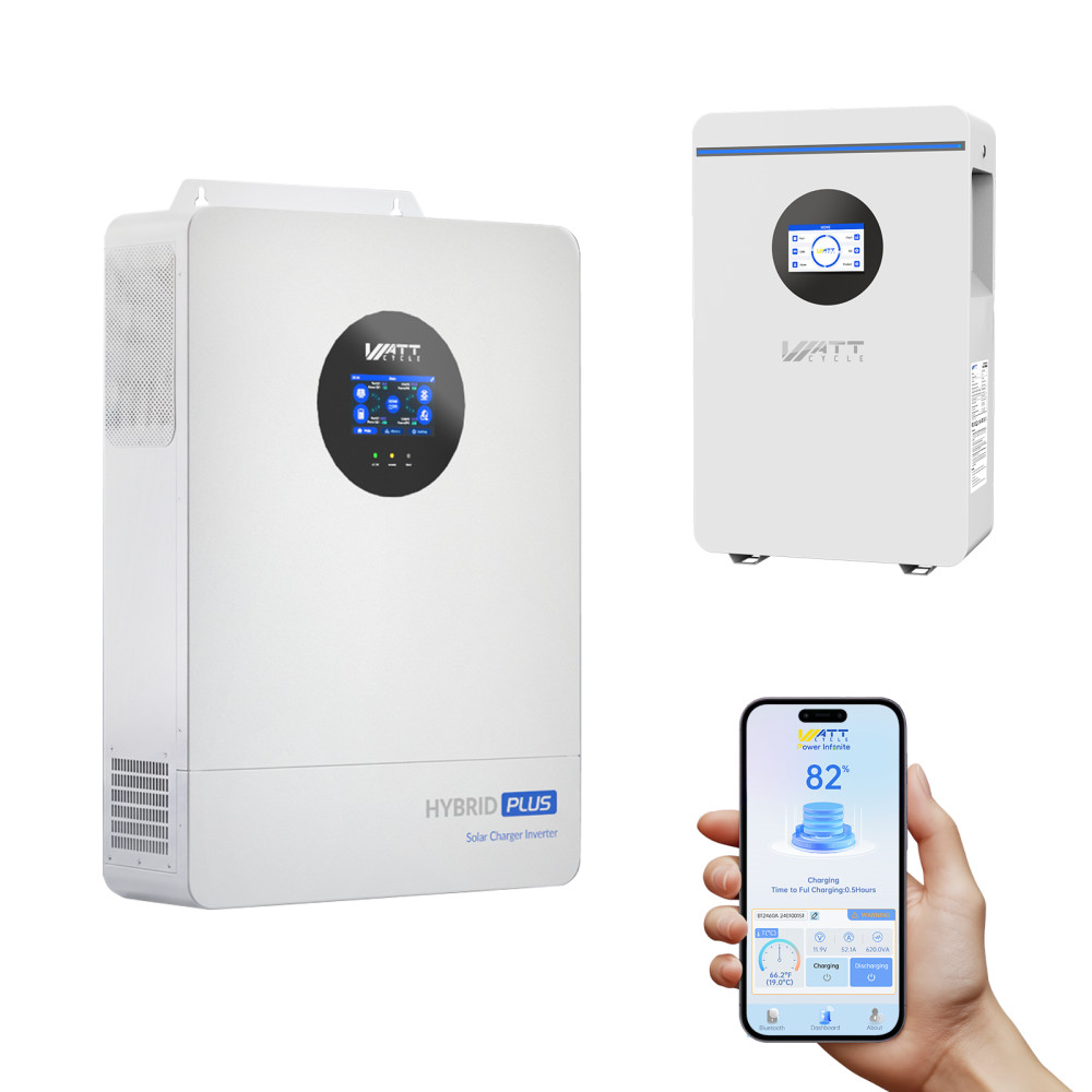 WattCycle 48V 314Ah LiFePO4 Battery + 12KW 120/240V Split Phase Solar Inverter