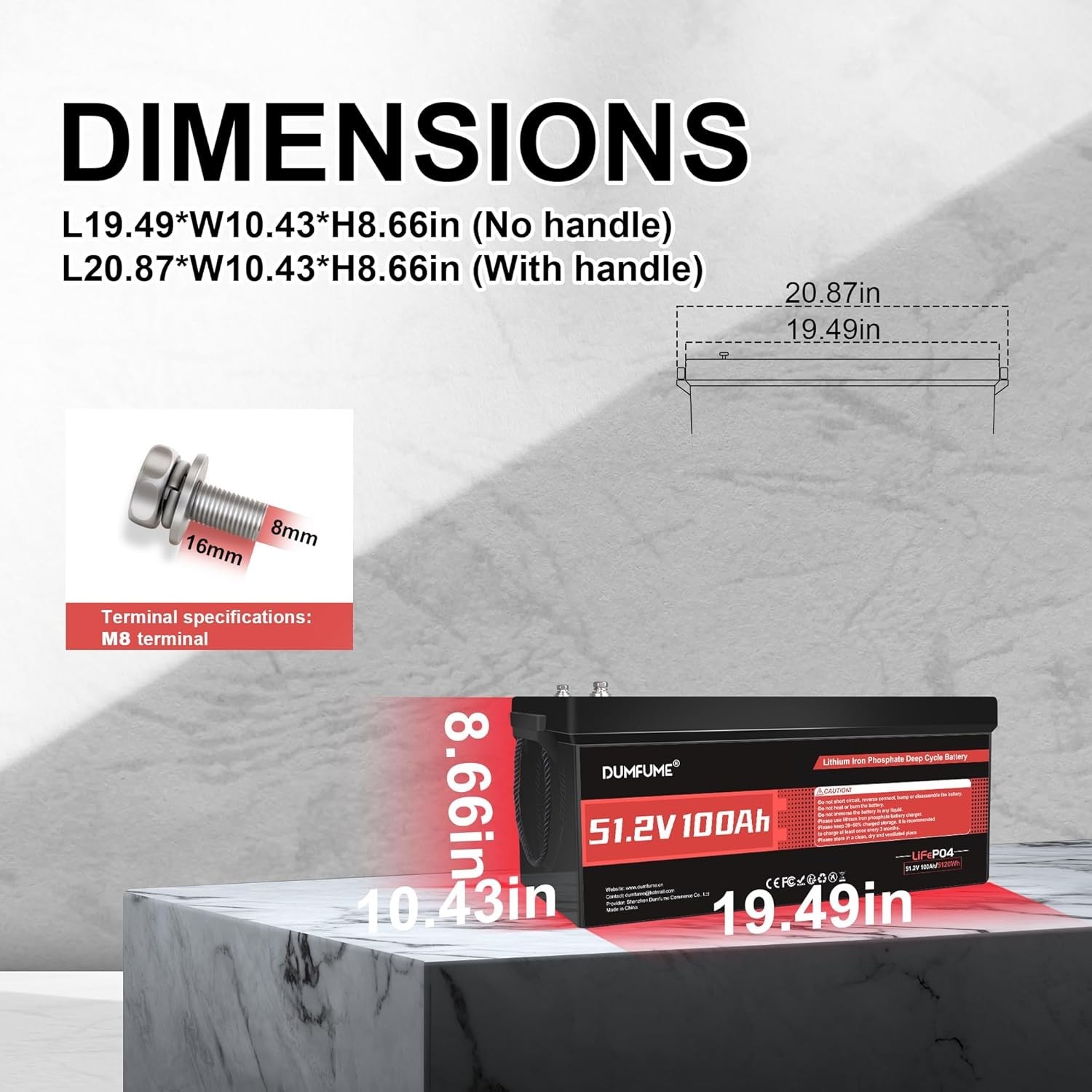 48V 100Ah LiFePO4 Battery with 200A BMS – Ideal for Golf Carts, RVs, and Off-Gri