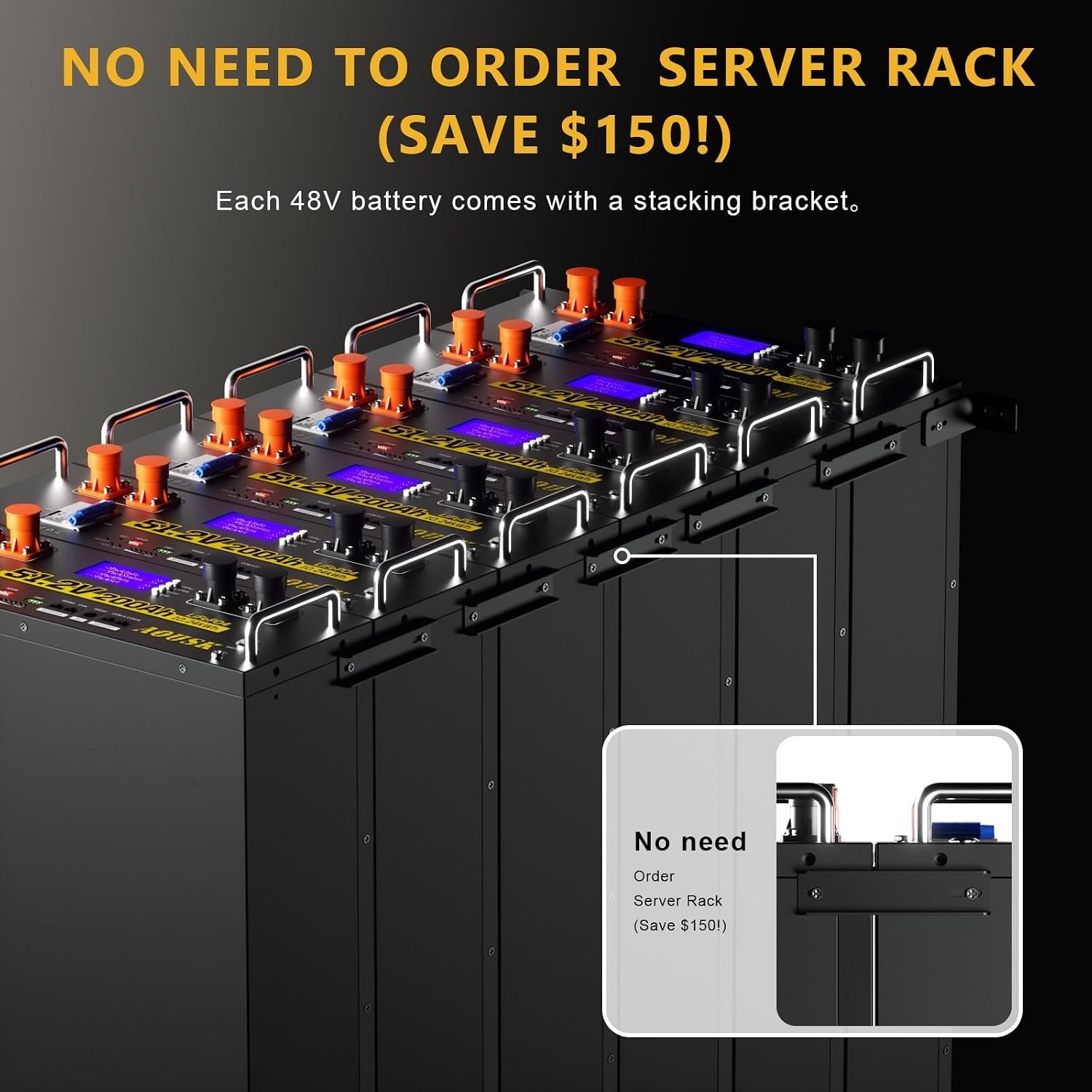 2Pack 10KW 48V 200Ah LiFePO4 Battery Server Rack 51.2V Backup Power Off-Grid