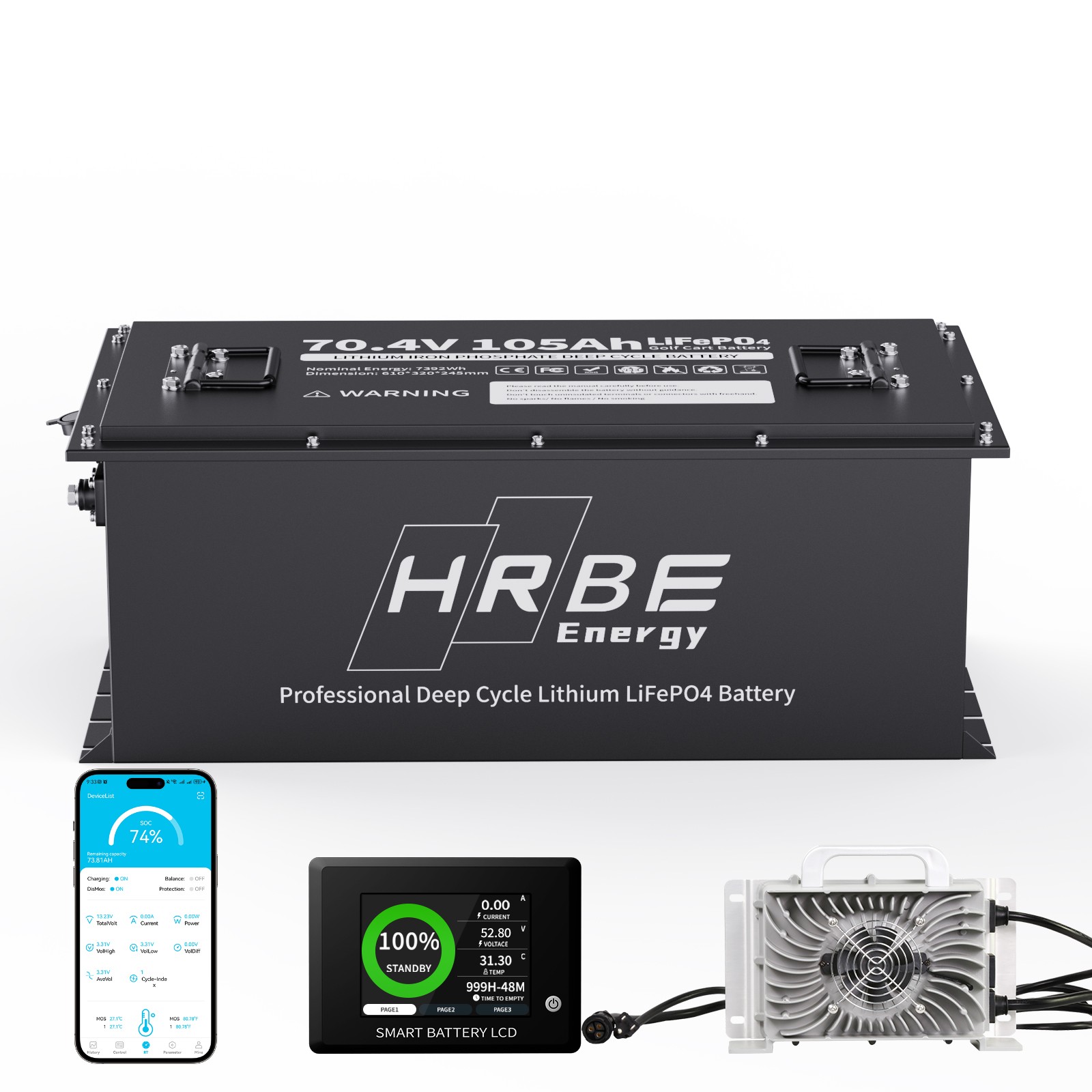72V 105Ah Golf Cart Lithium LiFePO4 Battery Club Car 200A BMS 20000+ Deep Cycle
