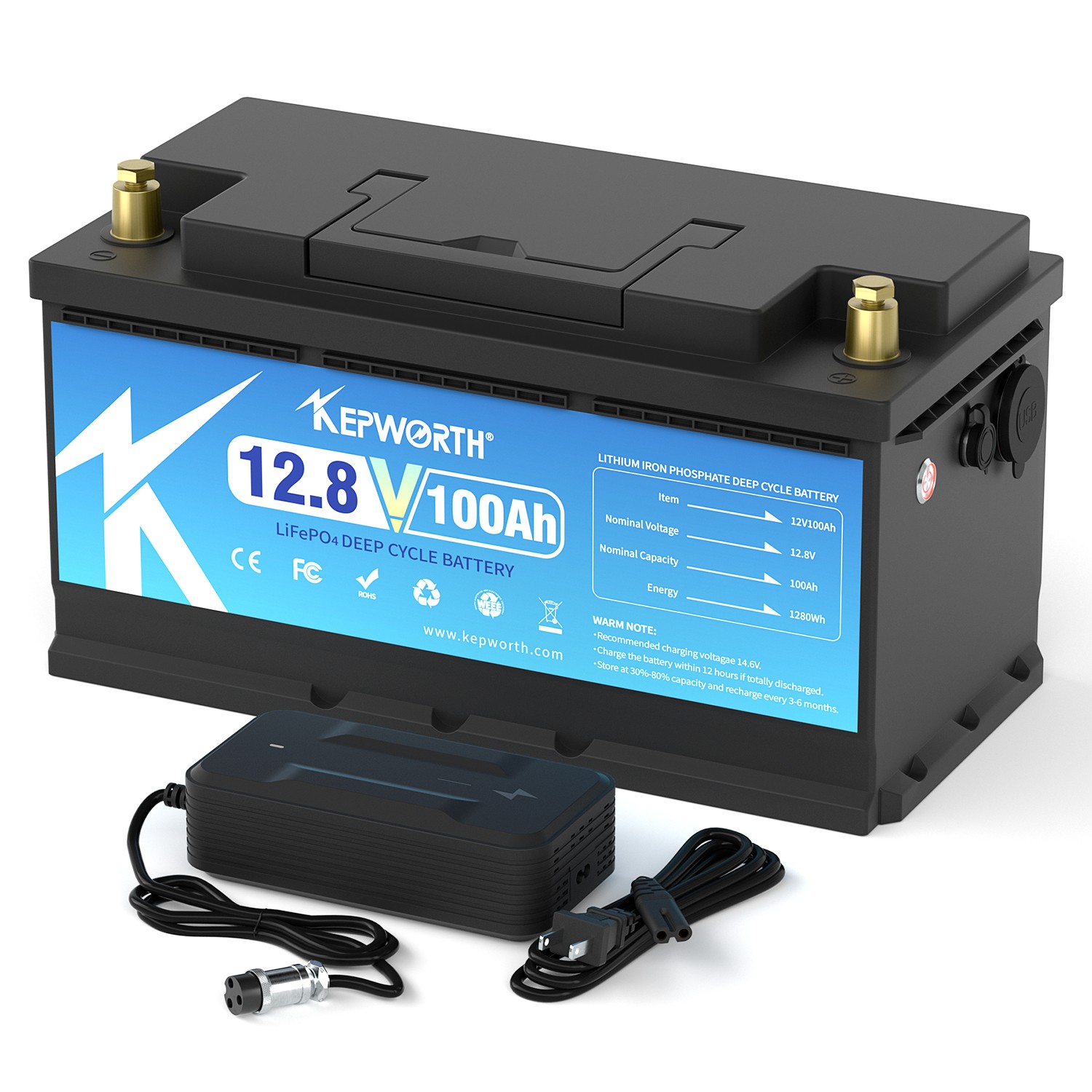 12Volt 100AH LiFePO4 Lithium Battery BMS 15000 Cycle Solar Marine Boat Yacht RV