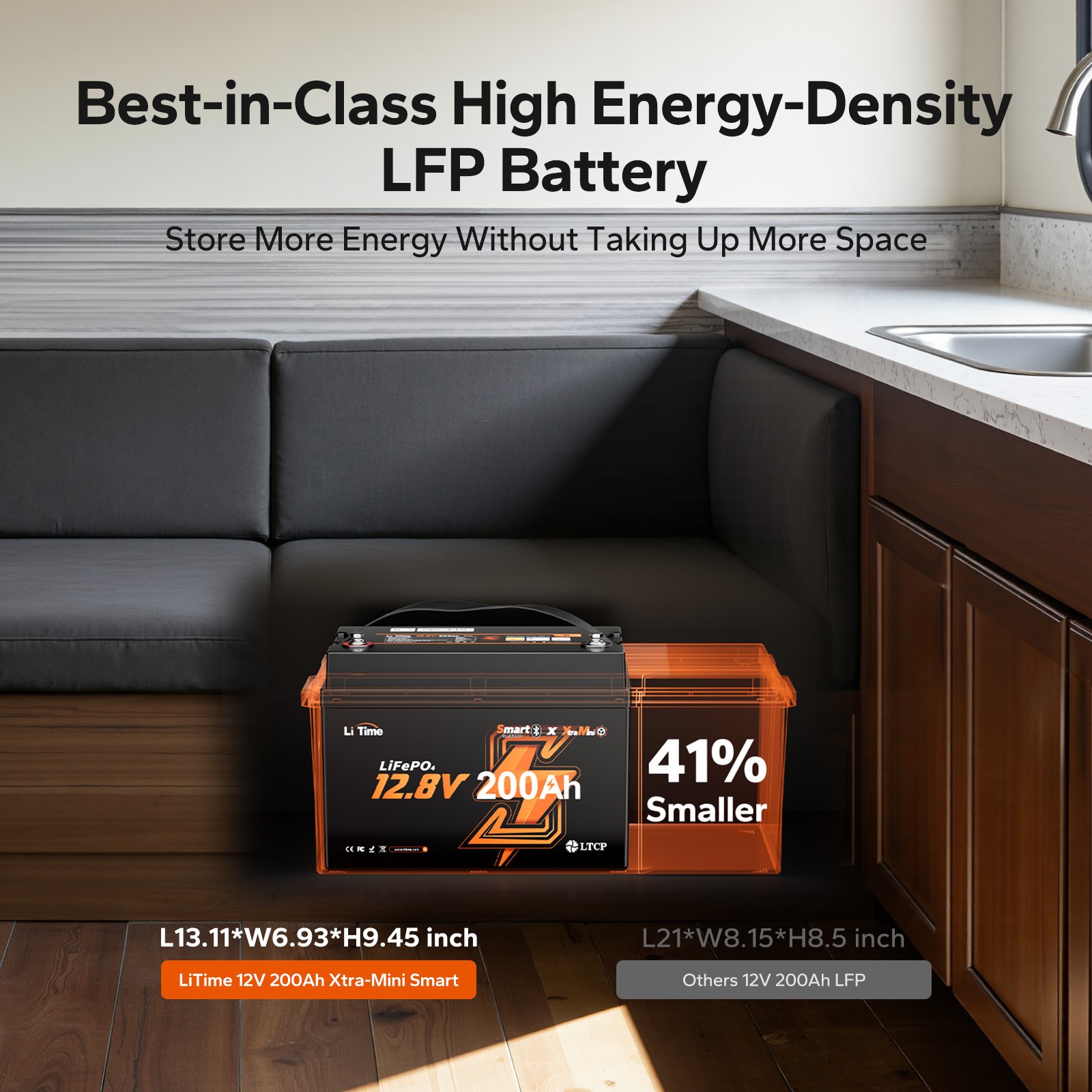LiTime 12V 200Ah Xtra Mini Group31 Bluetooth LiFePO4 Lithium Battery Deep Cycle