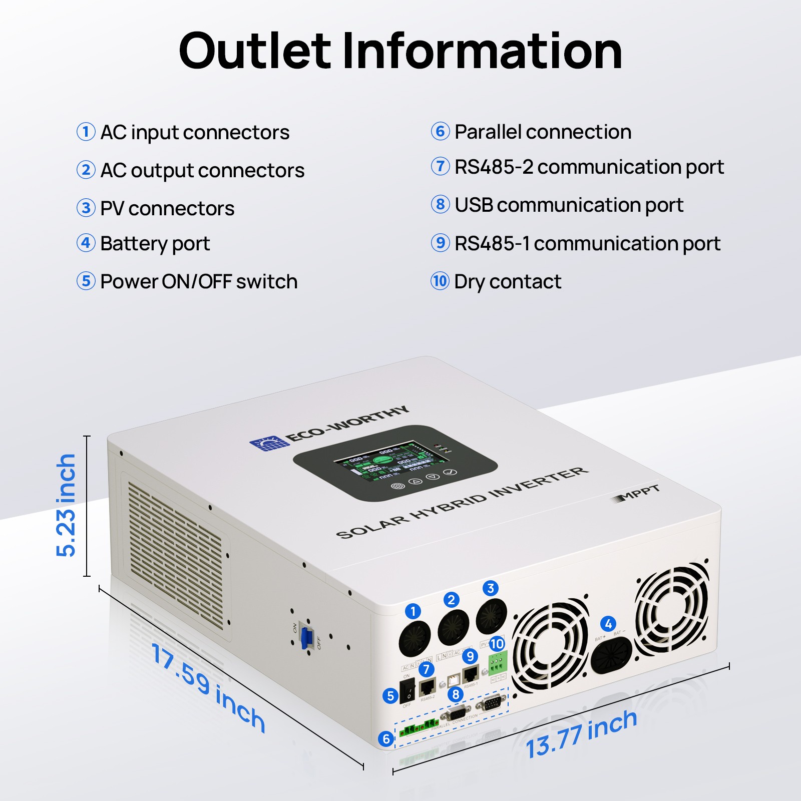 ECO-WORTHY 5120Wh 48V 100Ah LiFePO4 Battery + 5kW 48V Soalr Inverter For Home