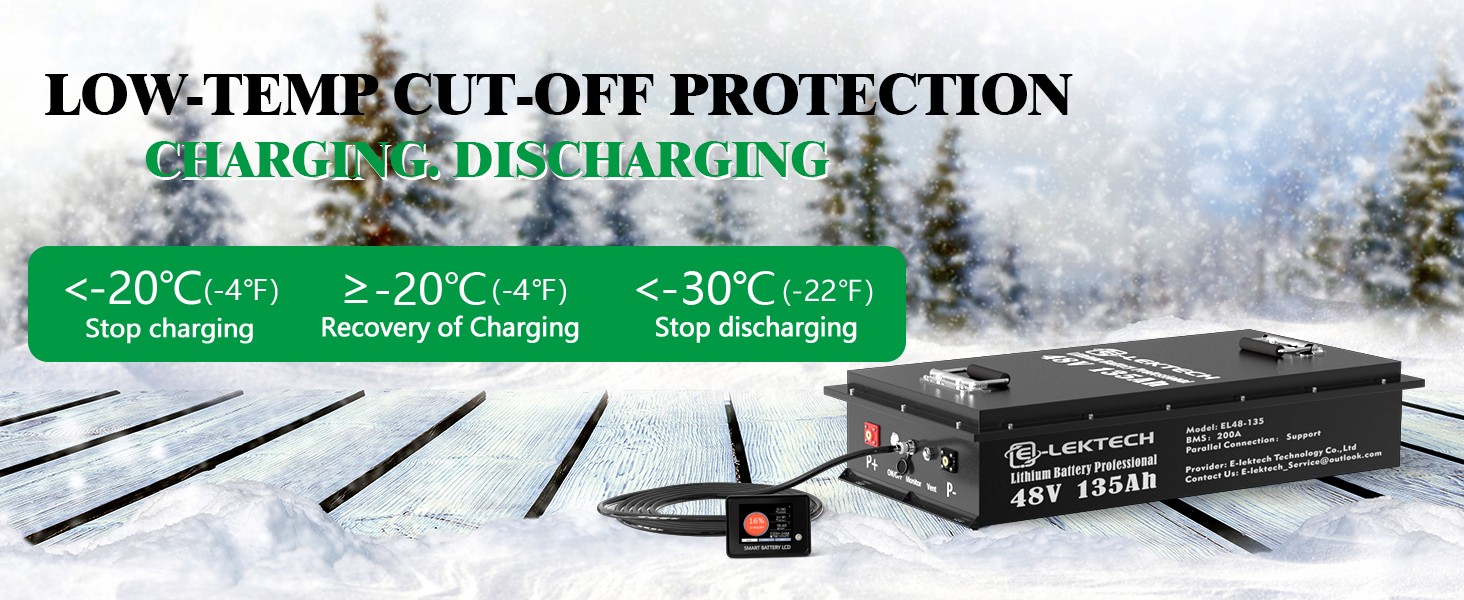 48V 135Ah Golf Cart LiFePO4 Lithium Battery kit 200A BMS with Charger Monitor