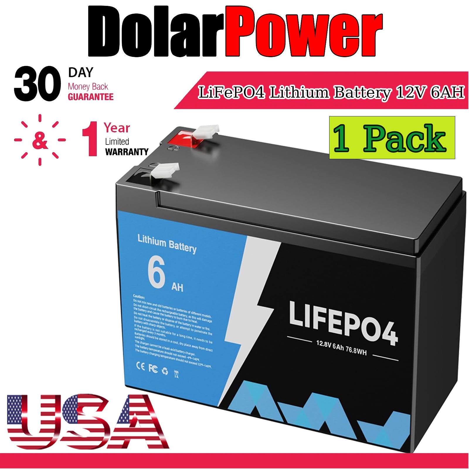 LifePo4 Deep Cycle Battery 12V 6Ah Rechargeable Built-in BMS 5000+ Cycle ﻿New