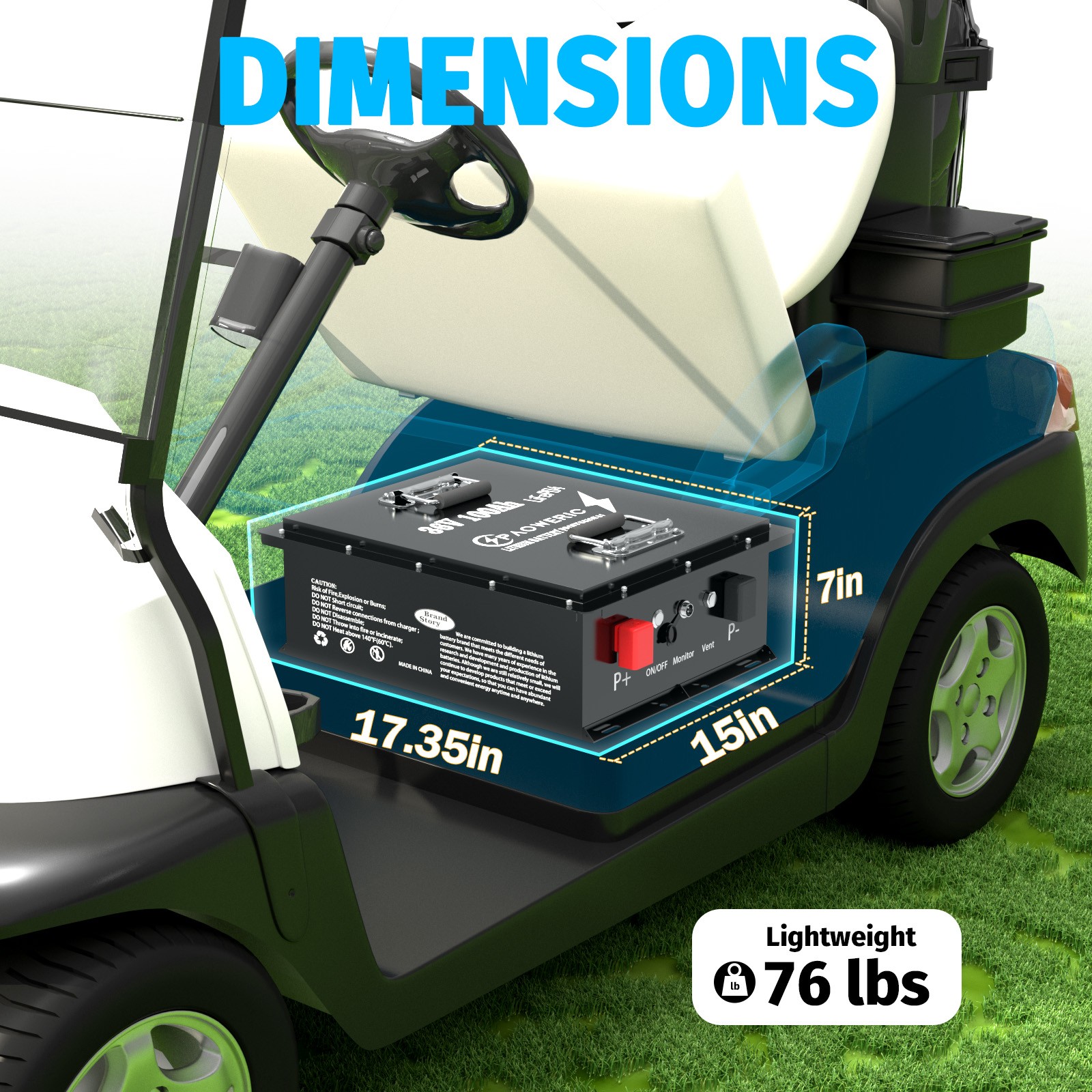 36V 100AH Golf Cart Lithium Battery Bluetooth Deep Cycle BMS Trolling Motor RV