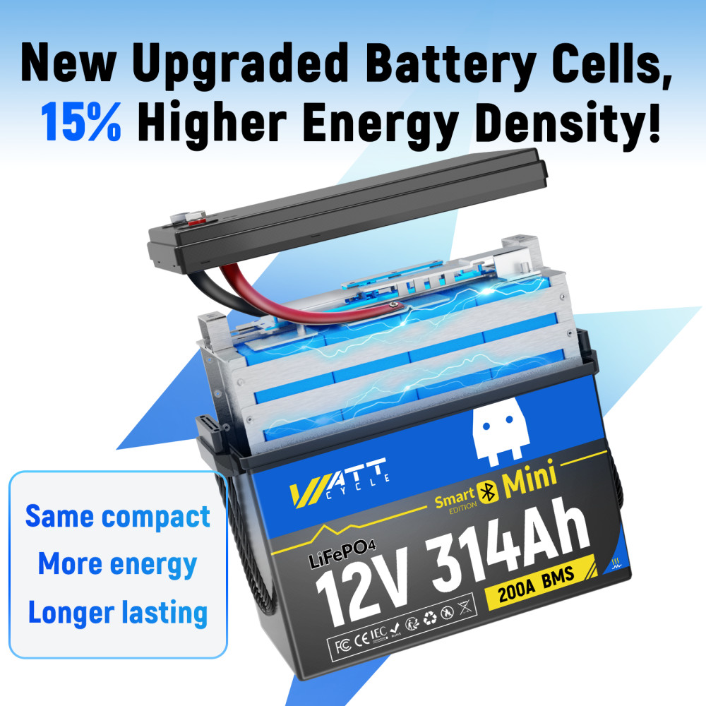 16KWh 4Pack 12V 314Ah 300Ah LiFePO4 Battery Self-Heating Bluetooth Off-grid DIY
