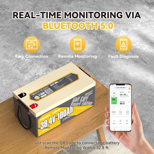 Power Queen 36V 100Ah Bluetooth LiFePO4 Battery BMS For Outboard Trolling Motor