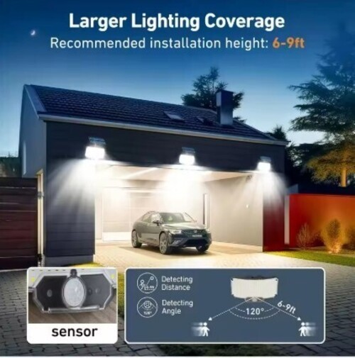 234 LED Solar Motion Sensor Light w/ Remote, IP65 Waterproof & 3 Modes