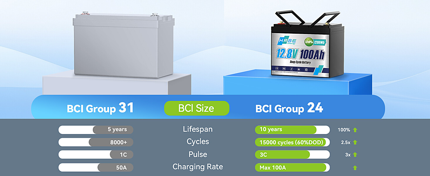 12V 100Ah LiFePO4 Lithium Battery BMS Deep Cycle For RV Solar Energy 1280Wh