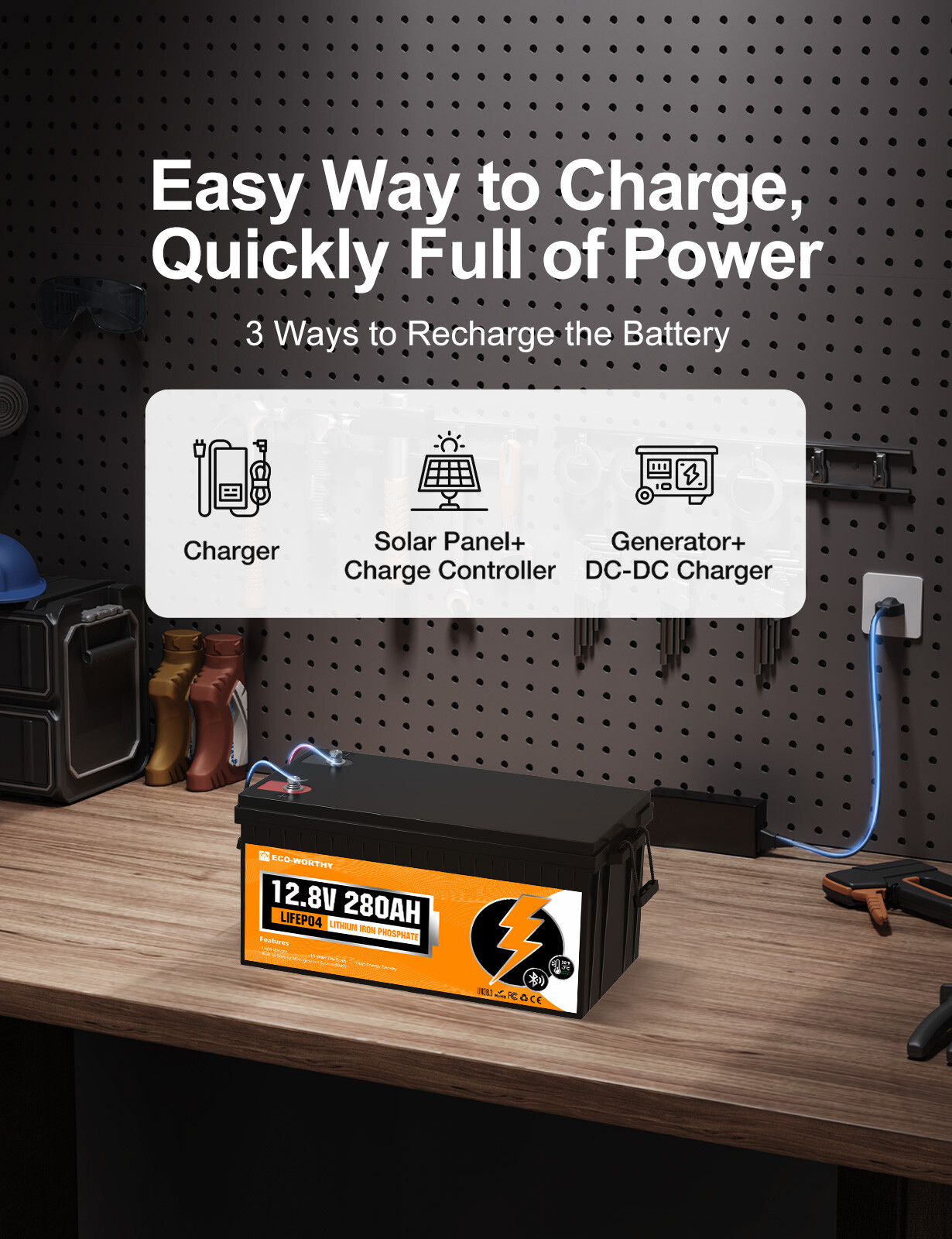 ECO-WORTHY 12V 280Ah LiFePO4 Lithium Battery 6000+ Cycle Certified Refurbished
