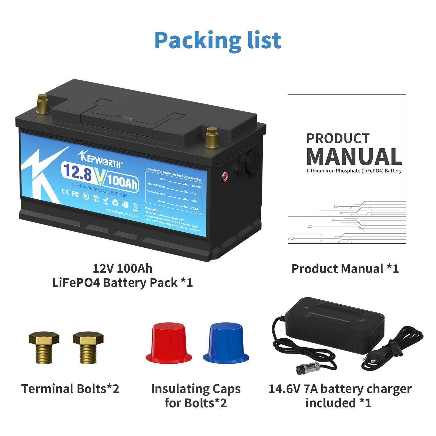 12V 100Ah LiFePO4 Lithium Battery 20000 Cycles BMS 10-Year Lifespan Trailer RV