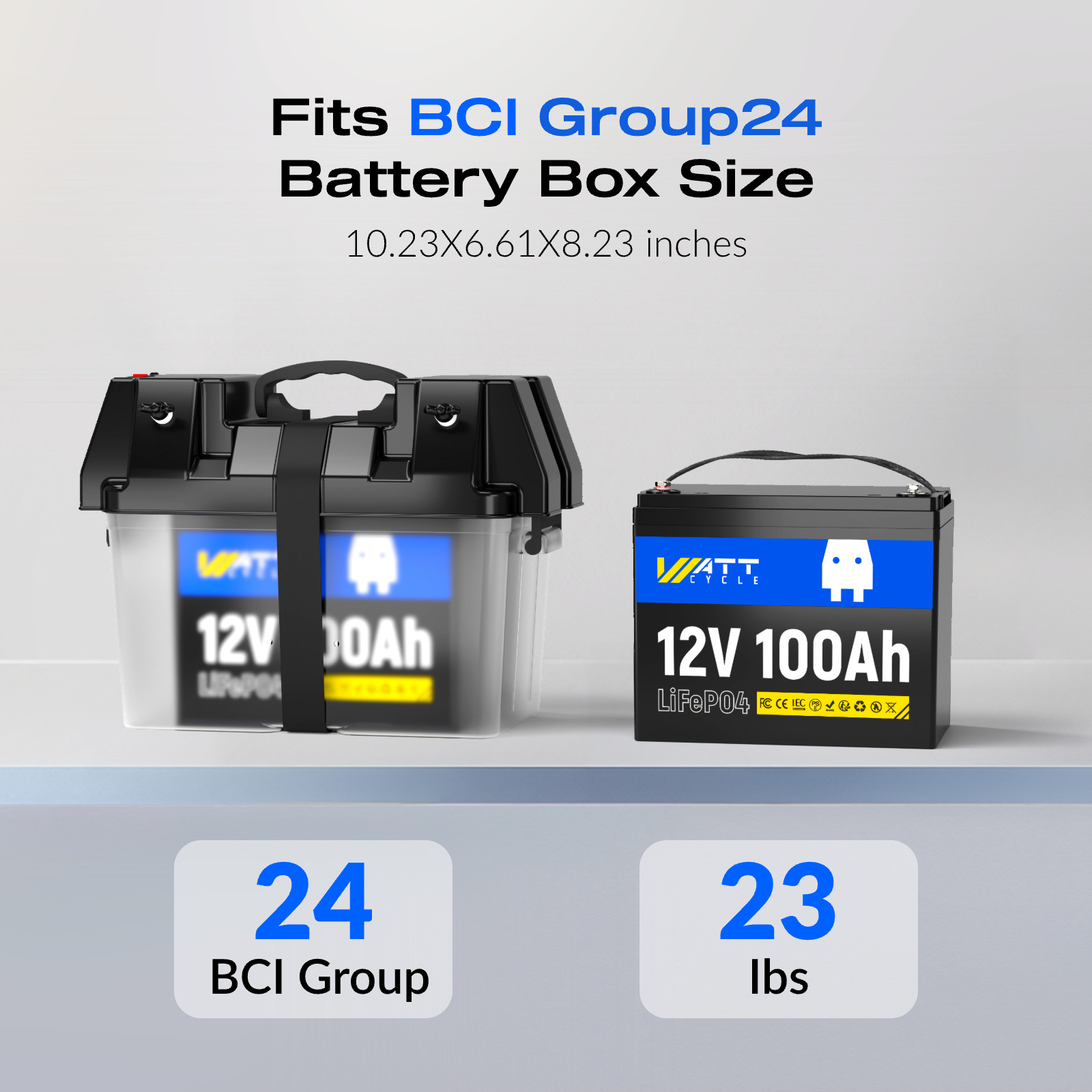 12V 100Ah 1280Wh with 100A BMS LiFePO4 Lithium Battery for Off-Grid Marine RV