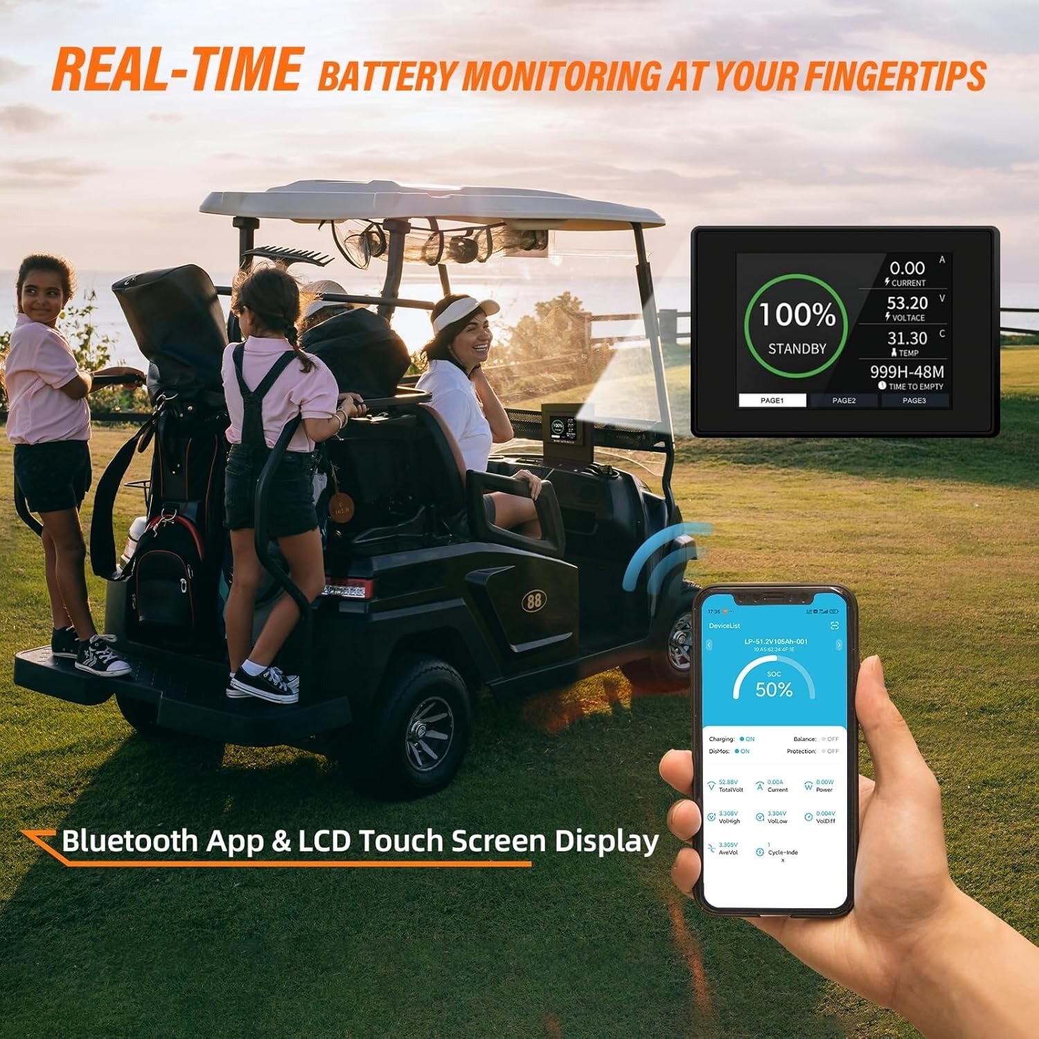 48V 105Ah Lithium Golf Cart Battery Built-in Smart 200A BMS +20A Charger 10Year