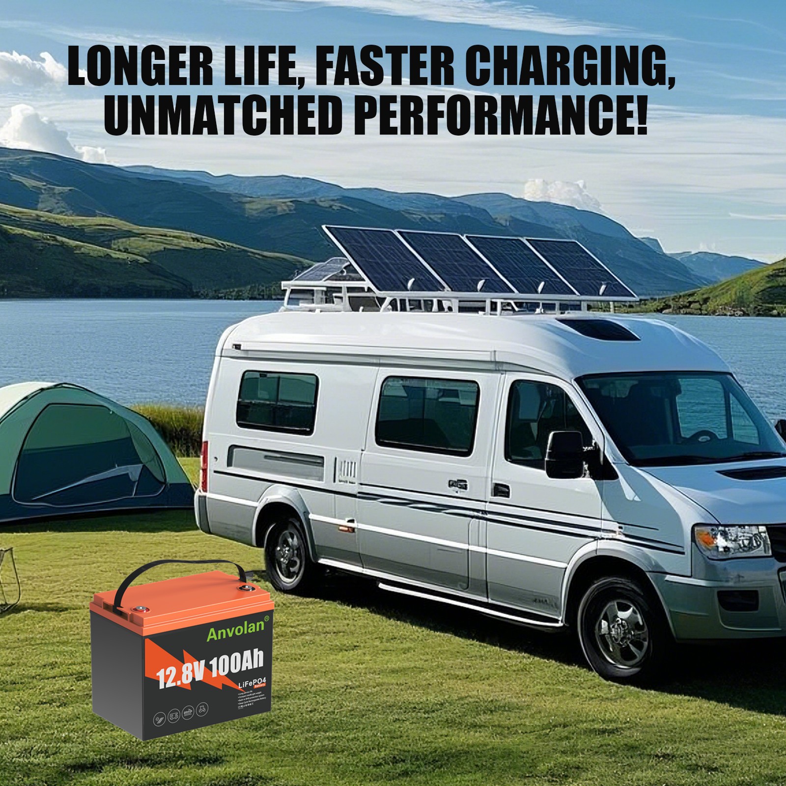 LiFePO4 12V 100AH Lithium Battery Low-Temp Battery for RV Solar Boat Off-grid