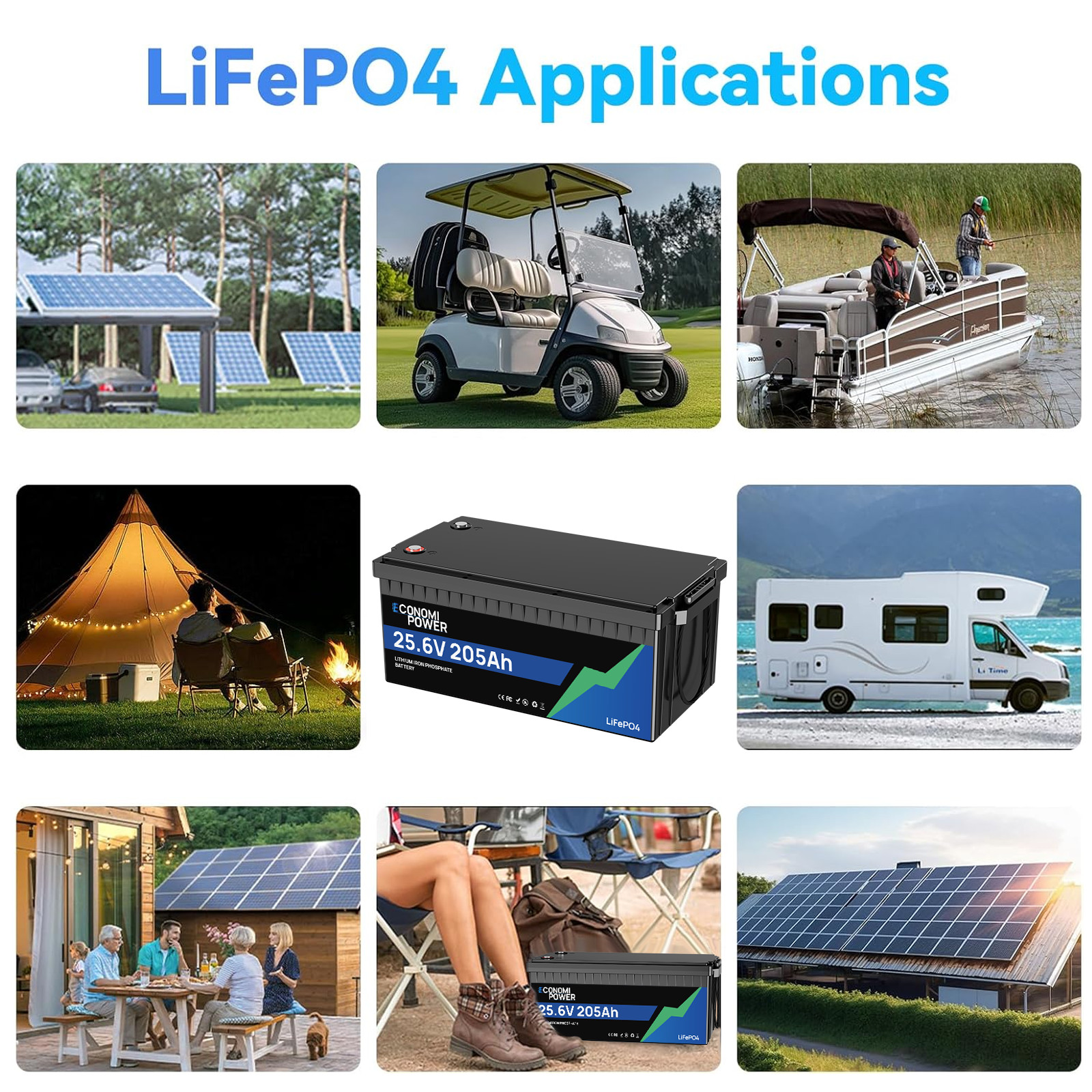 24V 205Ah LiFePO4 Deep Cycle Battery 5248Wh 200A BMS, Solar RV Off-Grid Marine
