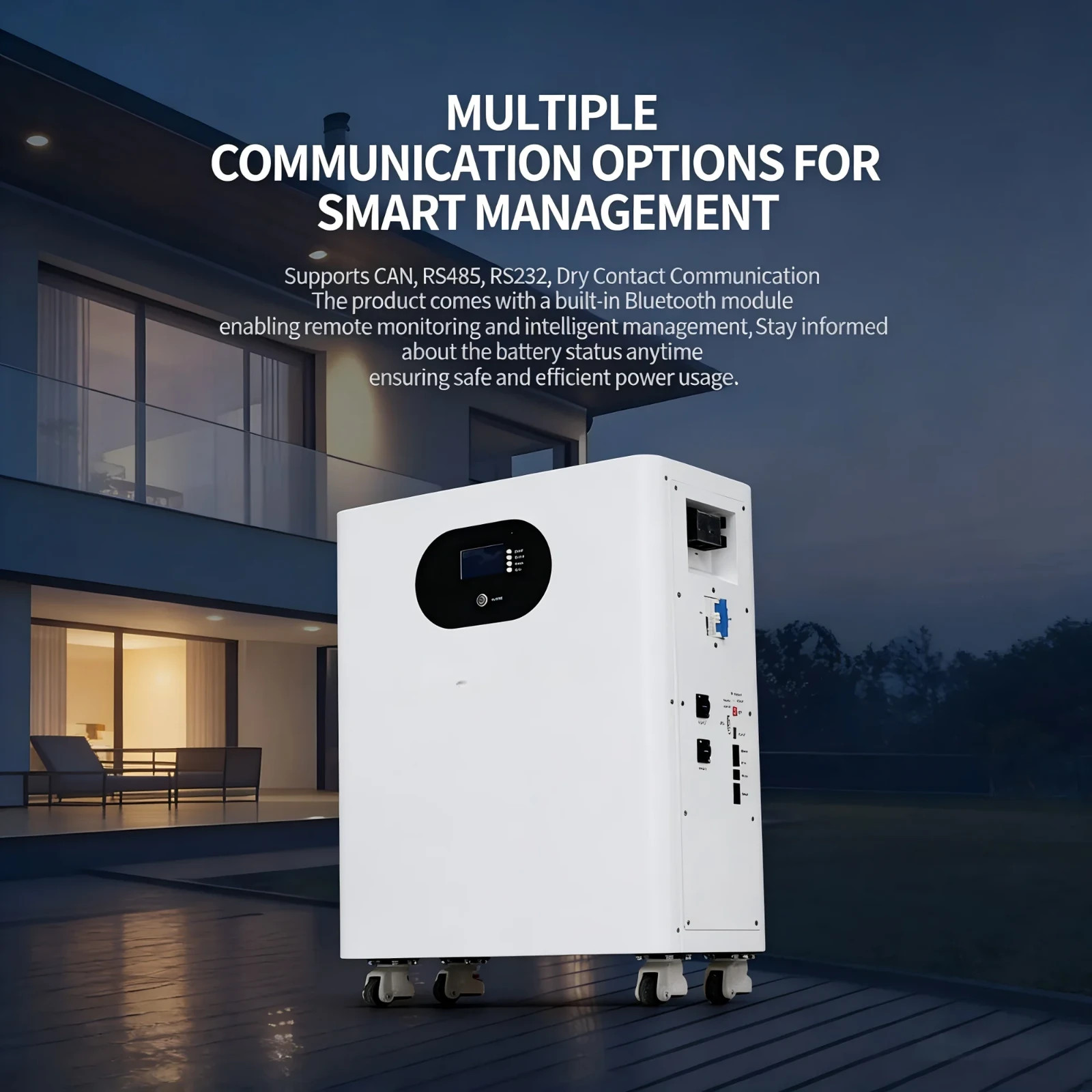 GreenOE 51.2V 300Ah 15KWh Wheeled LiFePO4 Battery with 200A BMS 6000 Cycles