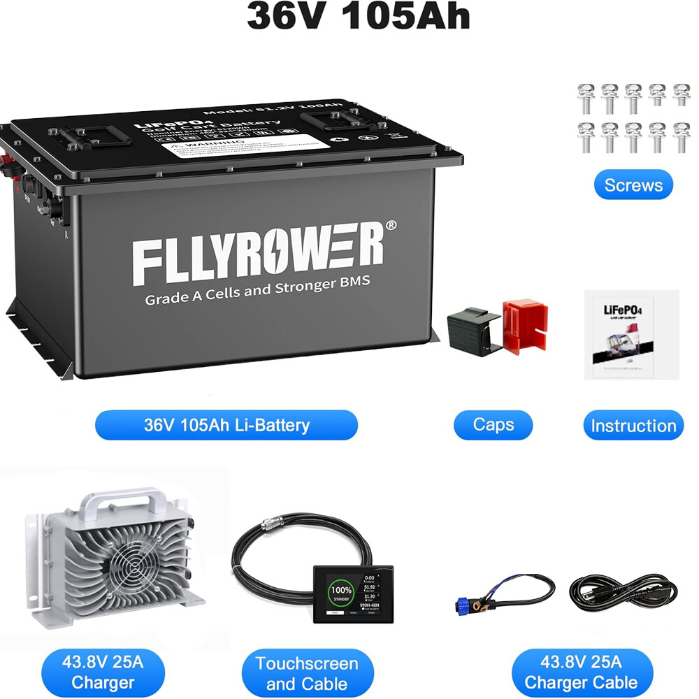 36V 100Ah Golf Cart Lithium LiFePO4 Battery 200A BMS 15000+ Deep Cycle 10Years
