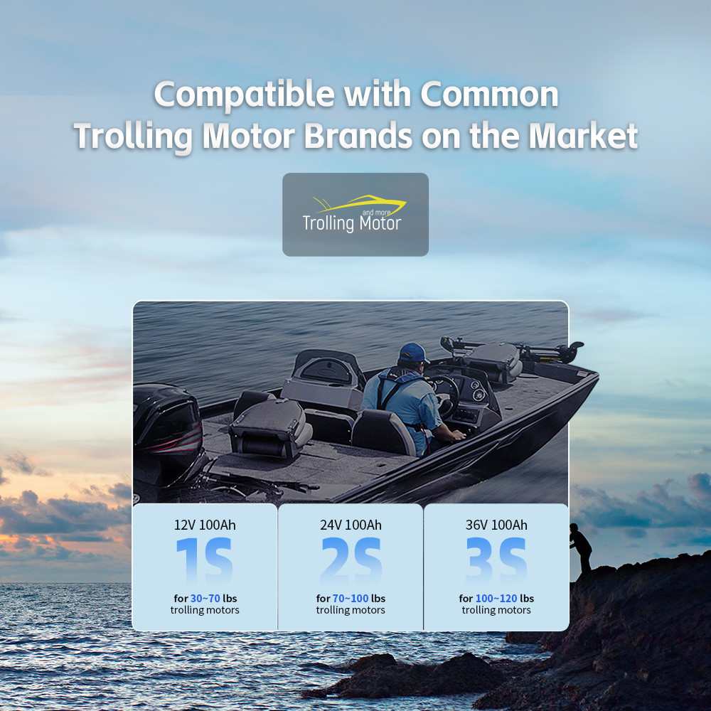 ‎Wattcycle 12V 100Ah 100A BMS Lithium Battery for RV Trolling Motor Boat Solar