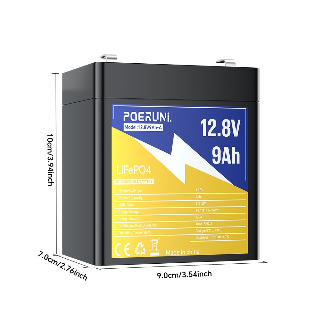 NEW 12V 9Ah LiFePO4 Lithium Battery 2000+ Deep Cycle Built-in BMS For Solar RV