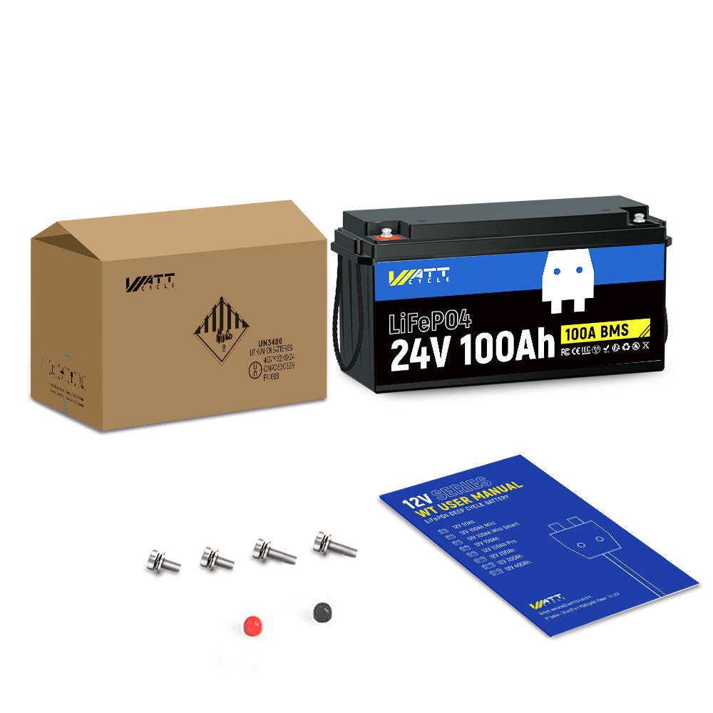 WattCycle 24V 100Ah Lithium Battery Deep Cycle + 24V 15A Aluminum Shell Charger