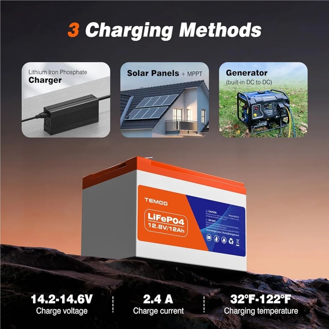 12V 12Ah LiFePO4 Lithium Battery, 12A Smart BMS, Deep Cycle Low Temperature…