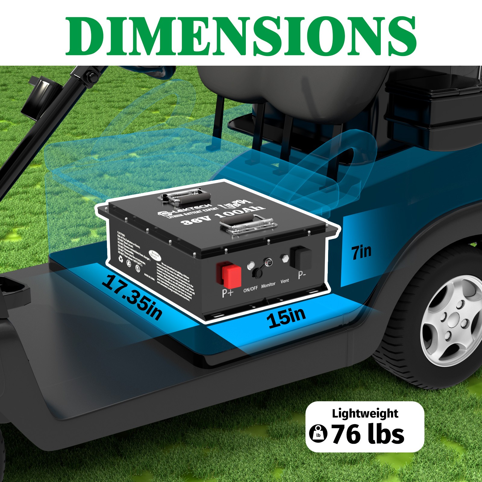 36V 100Ah Golf Cart LiFePO4 Lithium Battery 200A BMS &Chager&Monitor RVs Camping